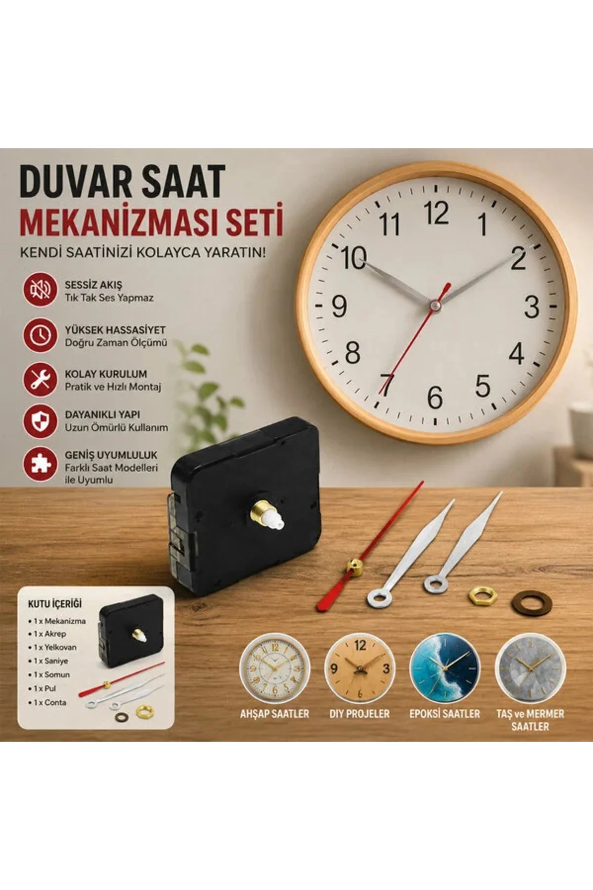 Saat Mekanizma Seti 13 Mm Şaft Uzunluğu Vardır Saat Mekanizma Seti 13 Mm Şaft Uzunluğu Vardır