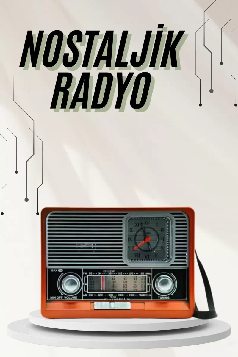 Saatli Fenerli Bluetooth Nostaljik Radyo AUX SD USB Girişli Bluetooth Hoparlör - Lisinya
