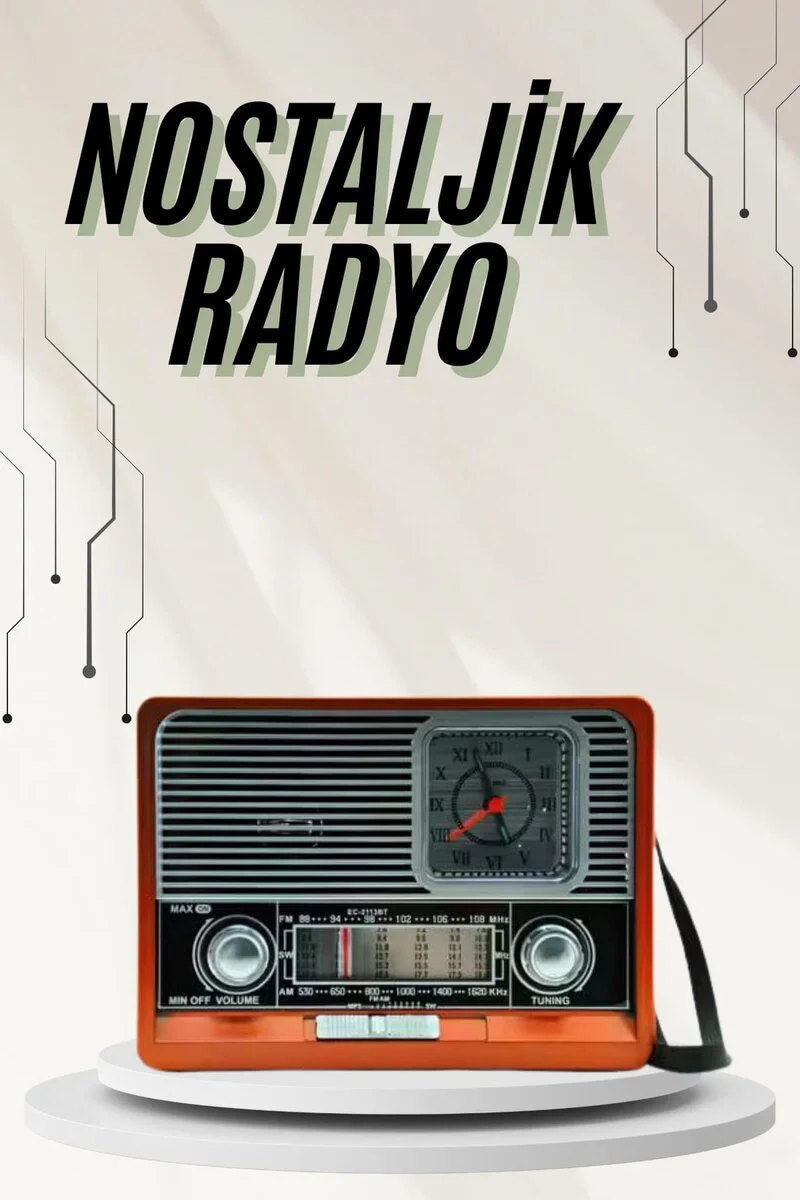 Saatli Fenerli Bluetooth Nostaljik Radyo - Retro Tasarımlı Taşınabilir Hoparlör