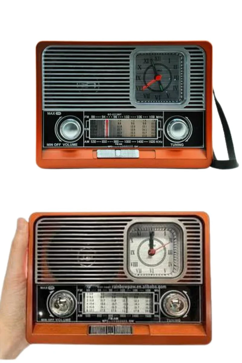 Saatli Fenerli Bluetooth Nostaljik Radyo - Retro Tasarımlı Taşınabilir Hoparlör