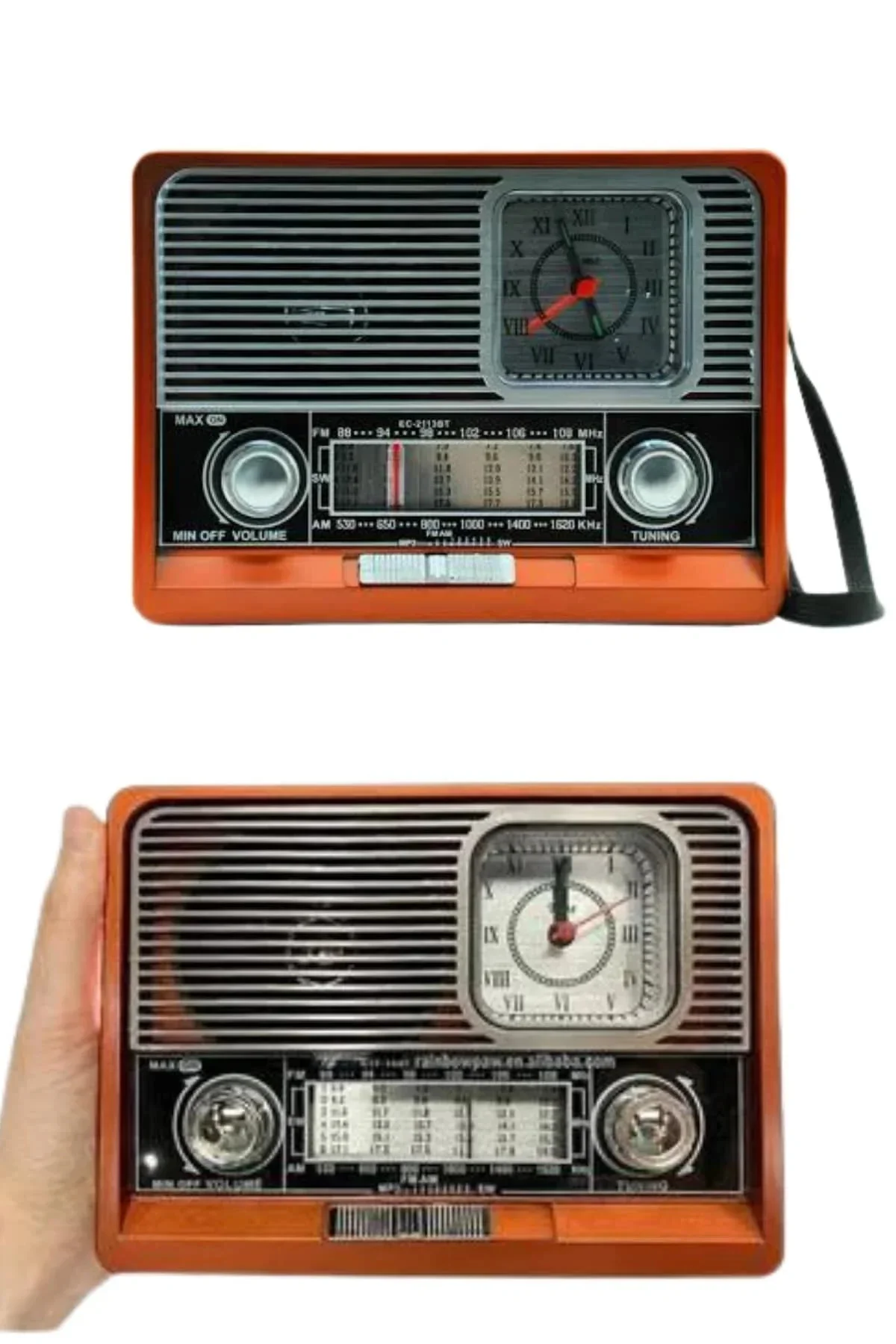 Saatli Fenerli Bluetooth Nostaljik Radyo AUX SD USB Girişli Bluetooth Hoparlör