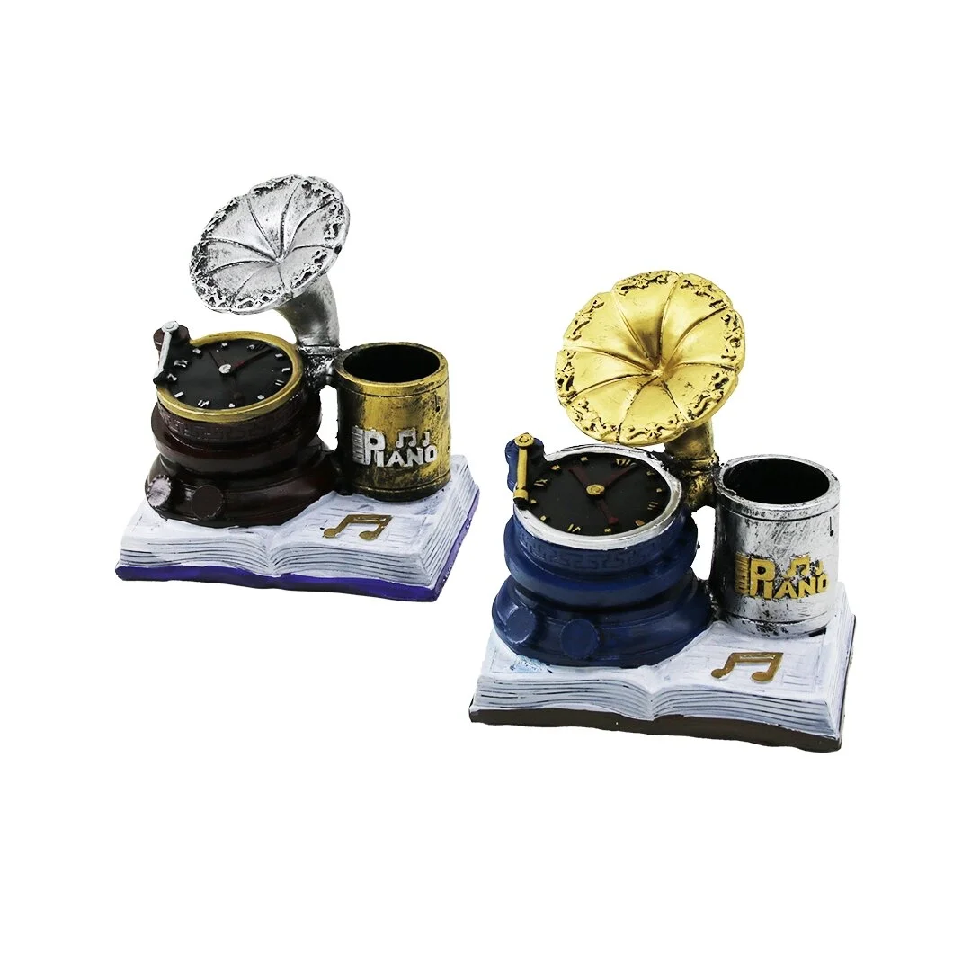Saatli Gramofon Tasarımlı Biblo Kalemlik - Dekoratif Model - Nostaljik Tasarım Fiyatı, Yorumları ve Özellikleri