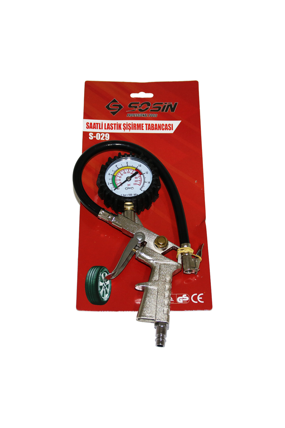 Ok Aksesuar Saatli Hava Ölçme Lastik Şişirme Tabancasi 12 Bar Basinçli - 1/4