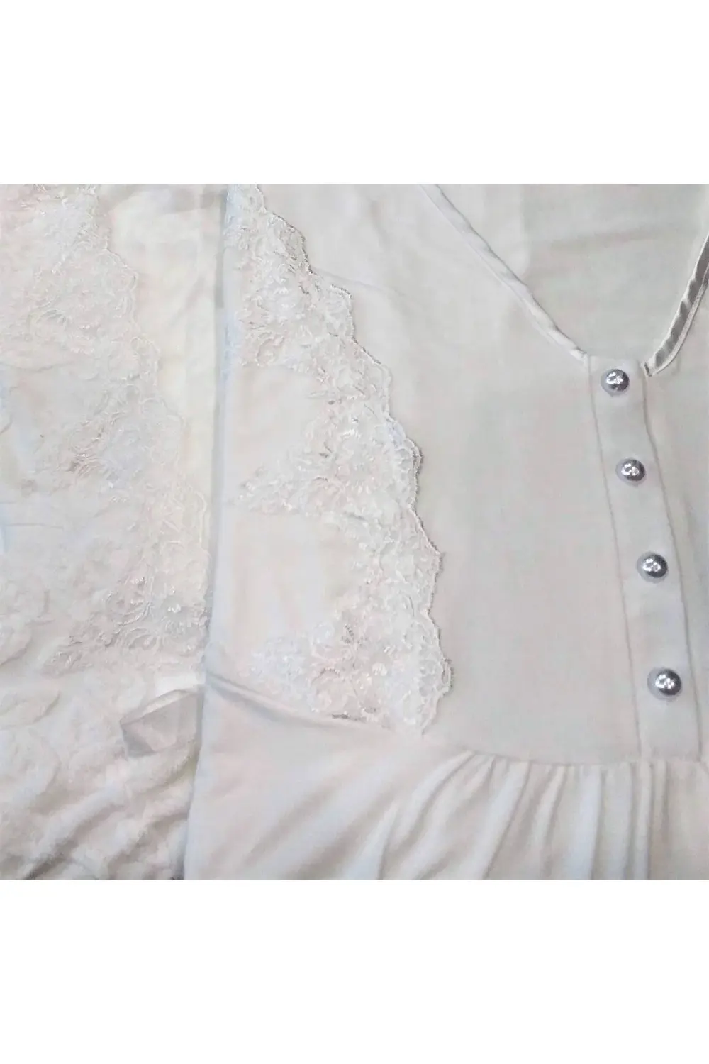 Sabahlıklı 3'iü Pijama Takımı Ekru