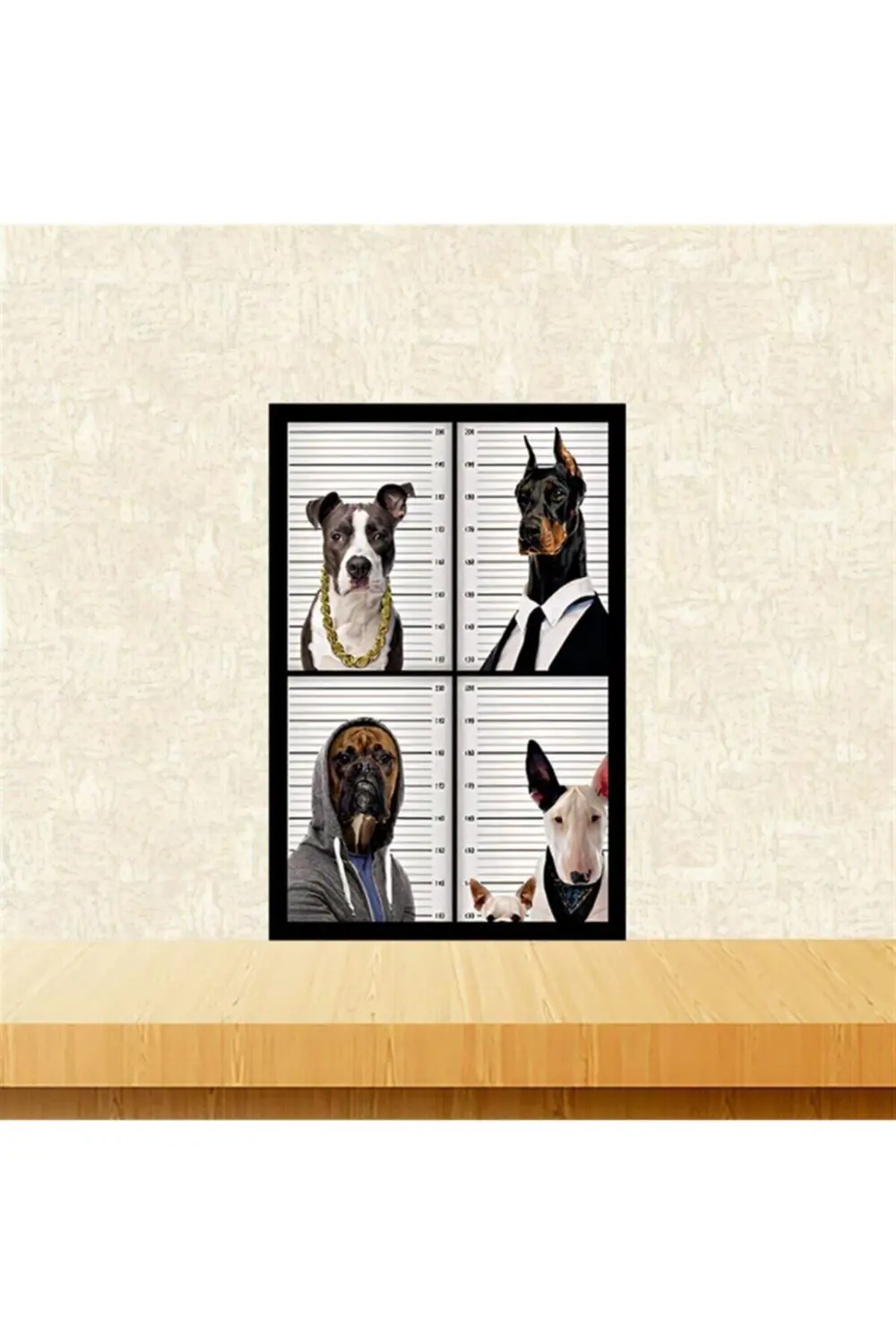Sabıkalı Köpekler Tasarımlı 20-30 Cm Retro Ahşap Tablo Tkfx5935