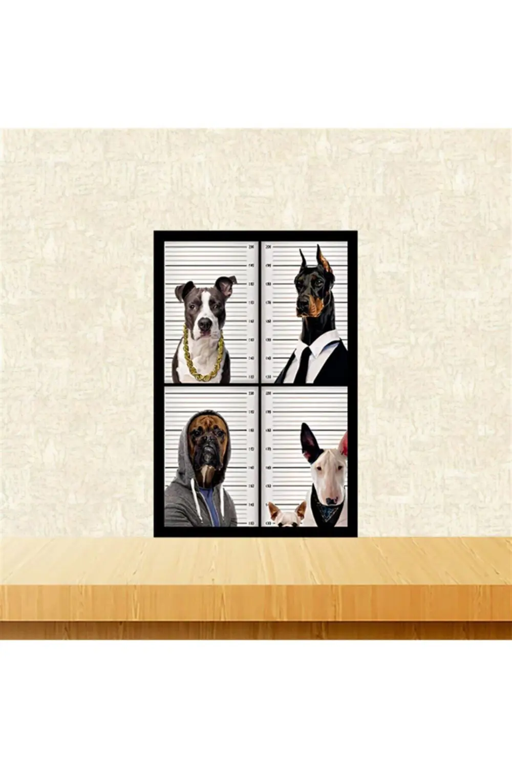 Sabıkalı Köpekler Tasarımlı 20-30 Cm Retro Ahşap Tablo Tkfx5935