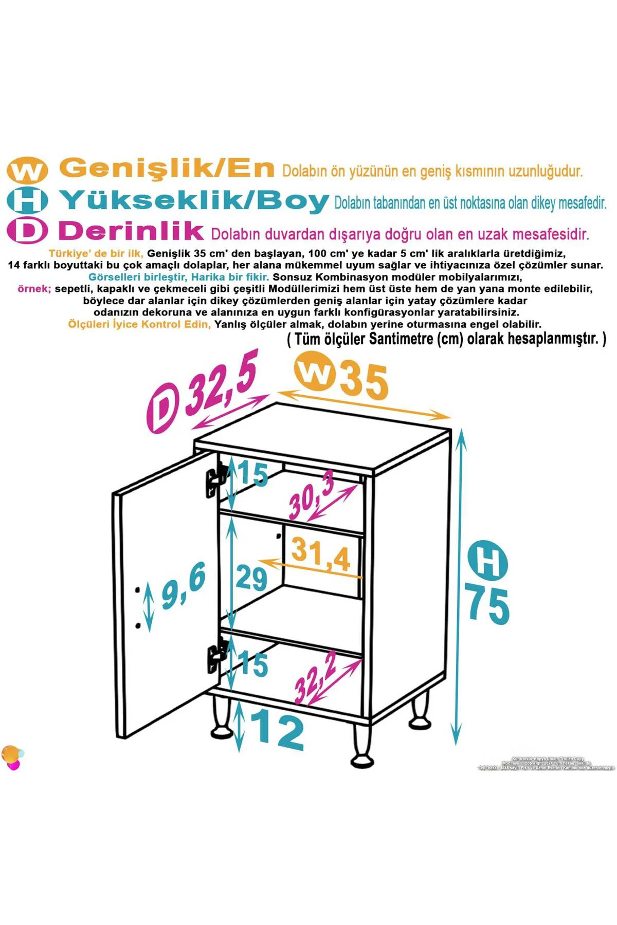 Sabir 35 cm 2 Raflı Beyaz Banyo Mutfak Dolabı 3 Bölmeli Çok Amaçl Sabir 35 cm 2 Raflı Beyaz Banyo Mutfak Dolabı 3 Bölmeli Çok Amaçl