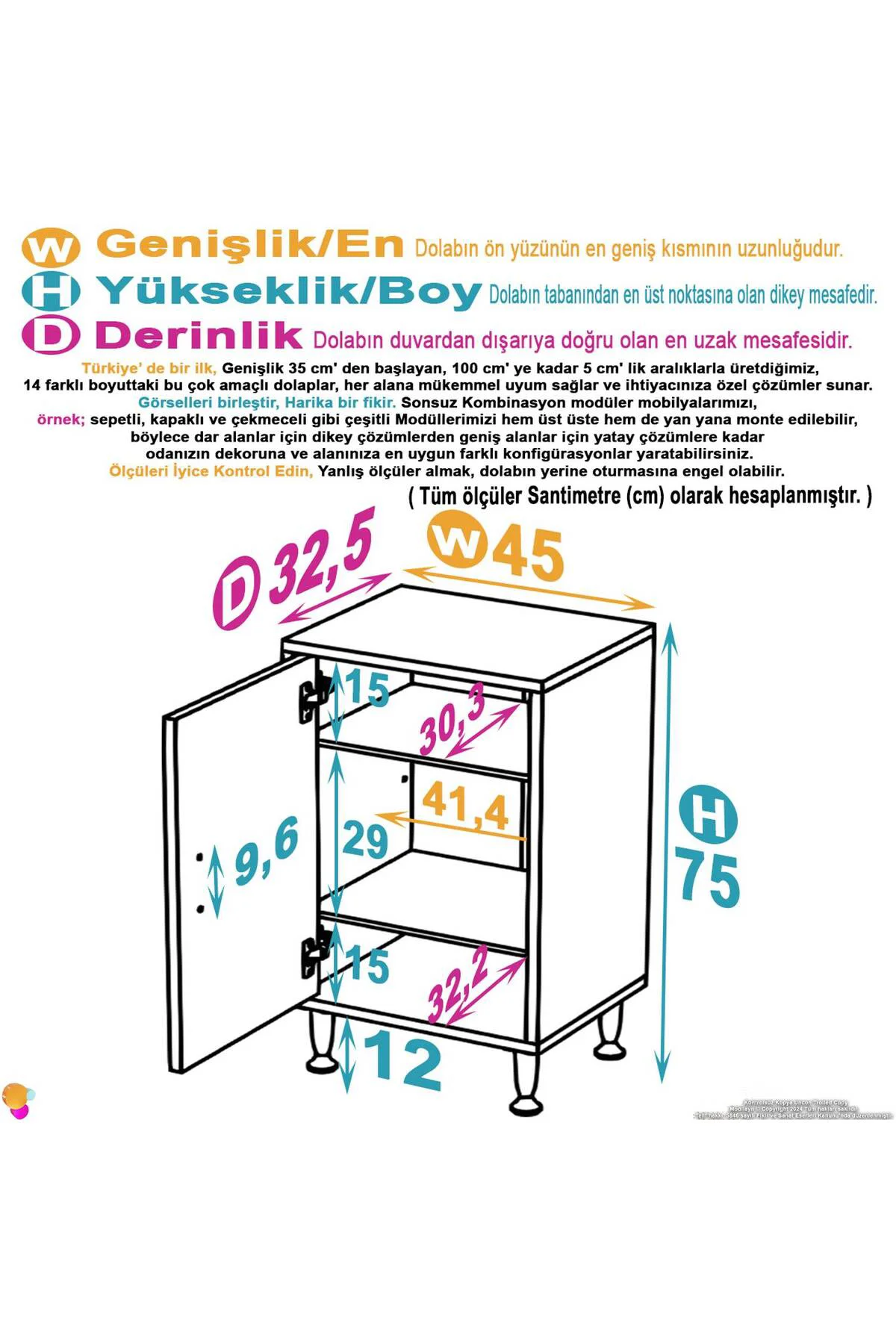 Sabir 45 cm 2 Raflı Beyaz Banyo Mutfak Dolabı 3 Bölmeli Çok Amaçl Sabir 45 cm 2 Raflı Beyaz Banyo Mutfak Dolabı 3 Bölmeli Çok Amaçl