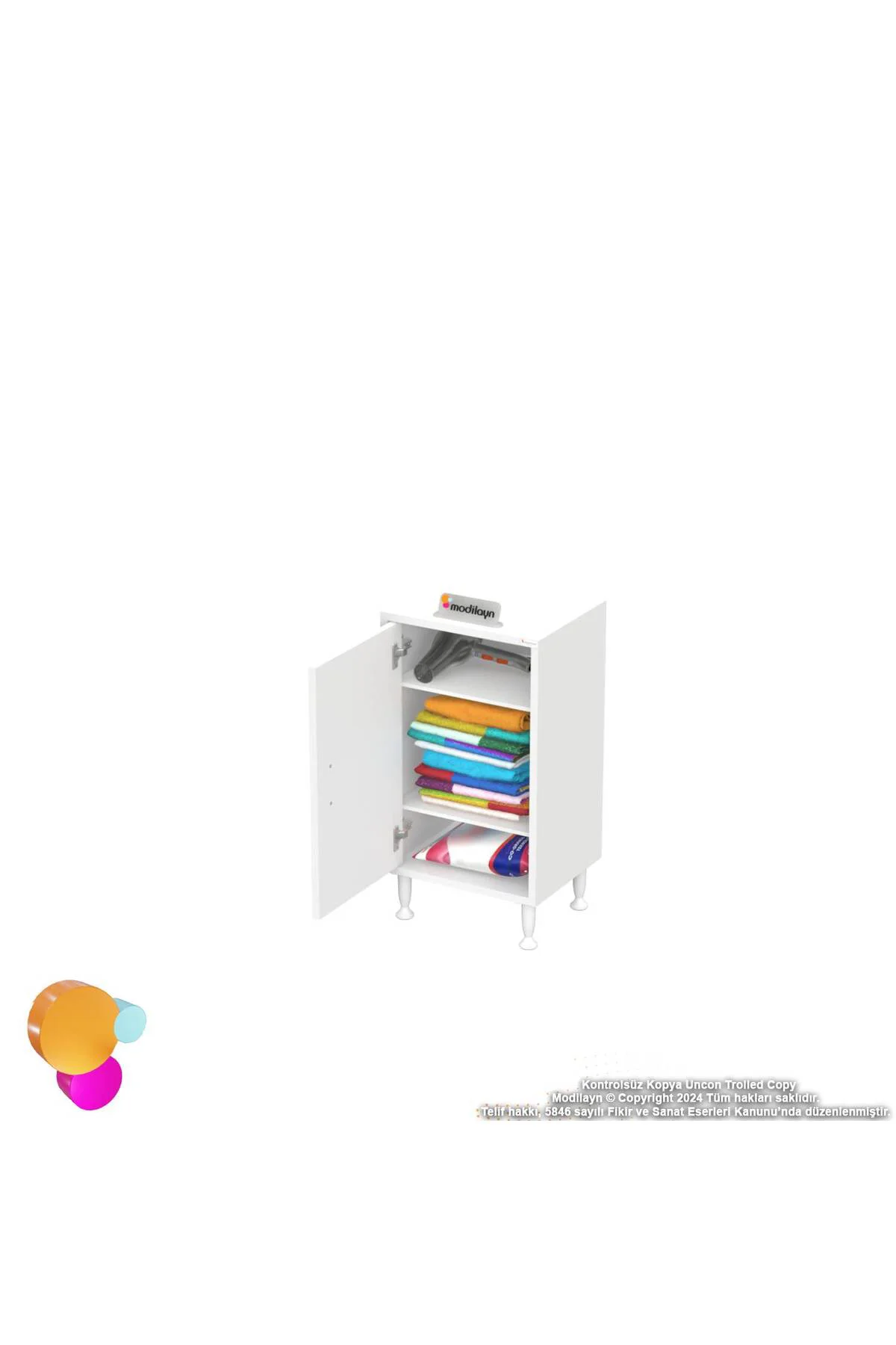 Sabir 45 cm 2 Raflı Beyaz Banyo Mutfak Dolabı 3 Bölmeli Çok Amaçl Sabir 45 cm 2 Raflı Beyaz Banyo Mutfak Dolabı 3 Bölmeli Çok Amaçl