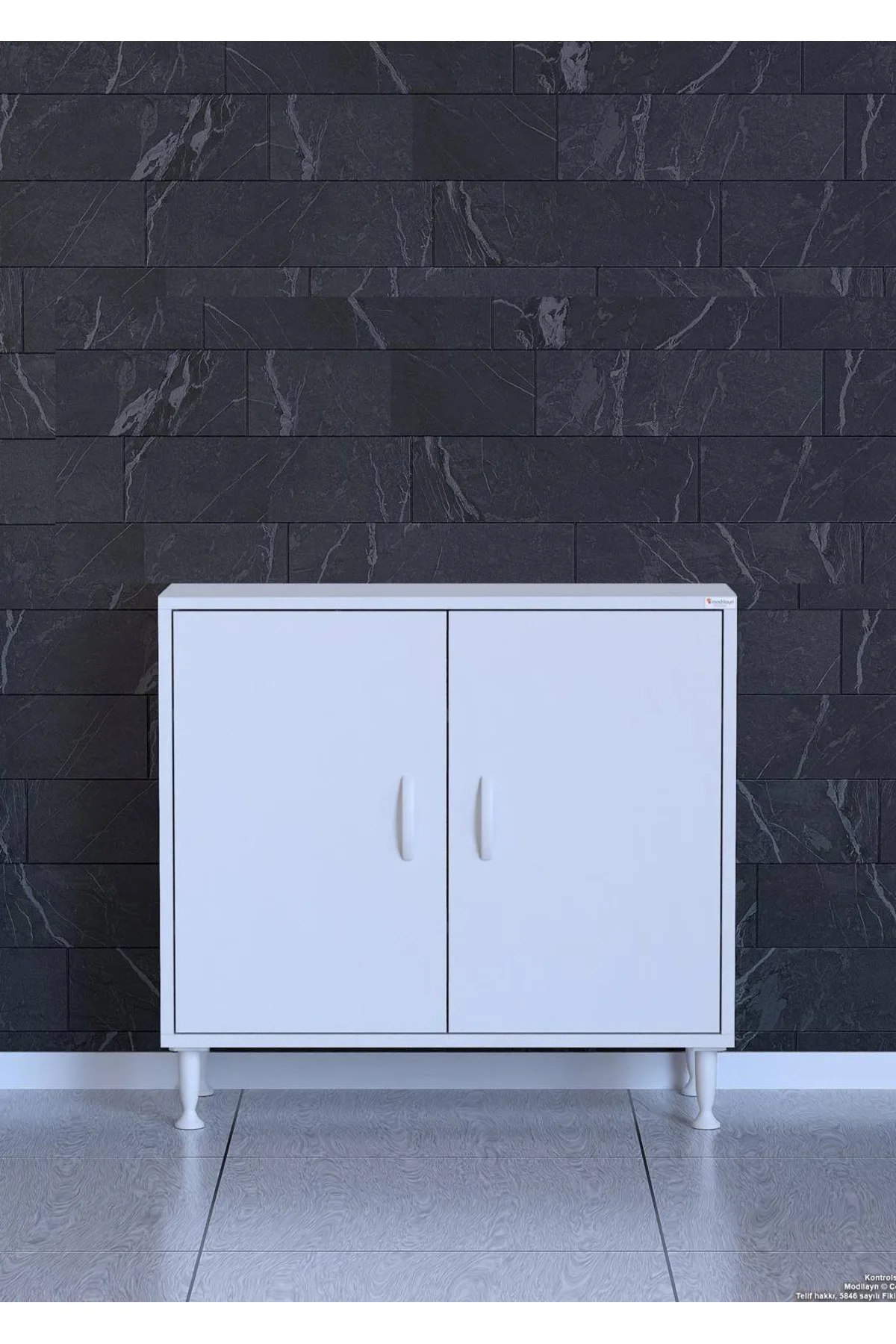 Sabir 75 cm 2 Raflı Beyaz Banyo Mutfak Dolabı 3 Bölmeli Çok Amaçl