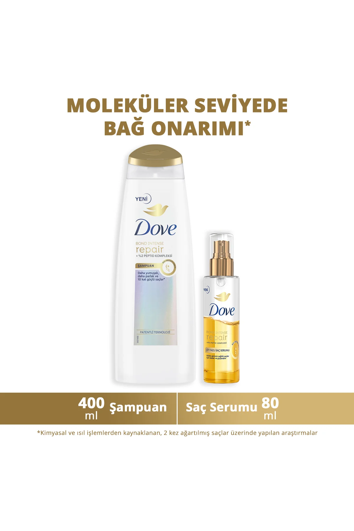 Saç Bakım Şampuanı Bond Intense Repair Peptid Kompleksi 400 ml Çift Fazlı Saç Serumu 80 ml