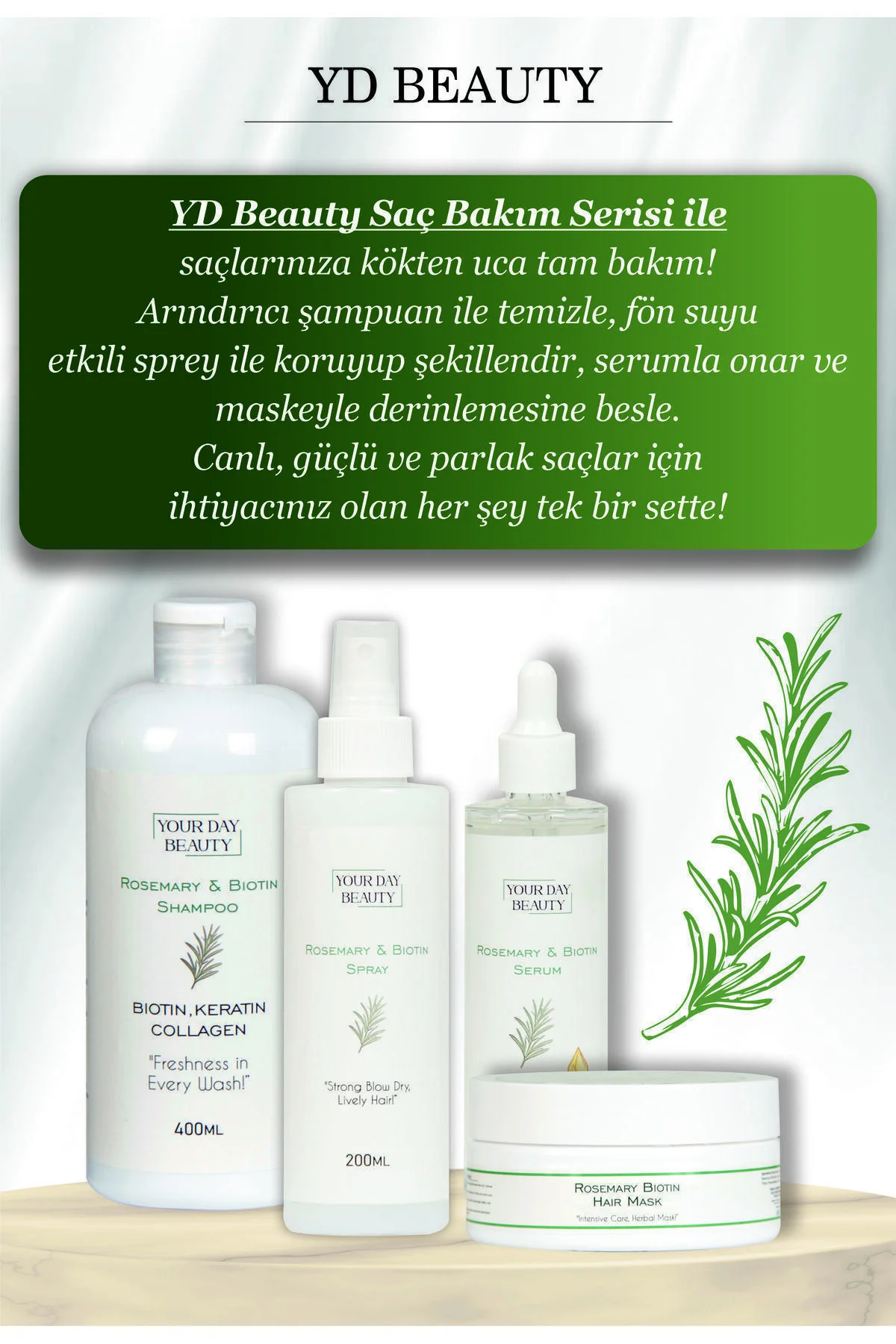 Saç Bakım Seti – Dökülme Karşıtı Biotin Keratin Kolajen Biberiye 
