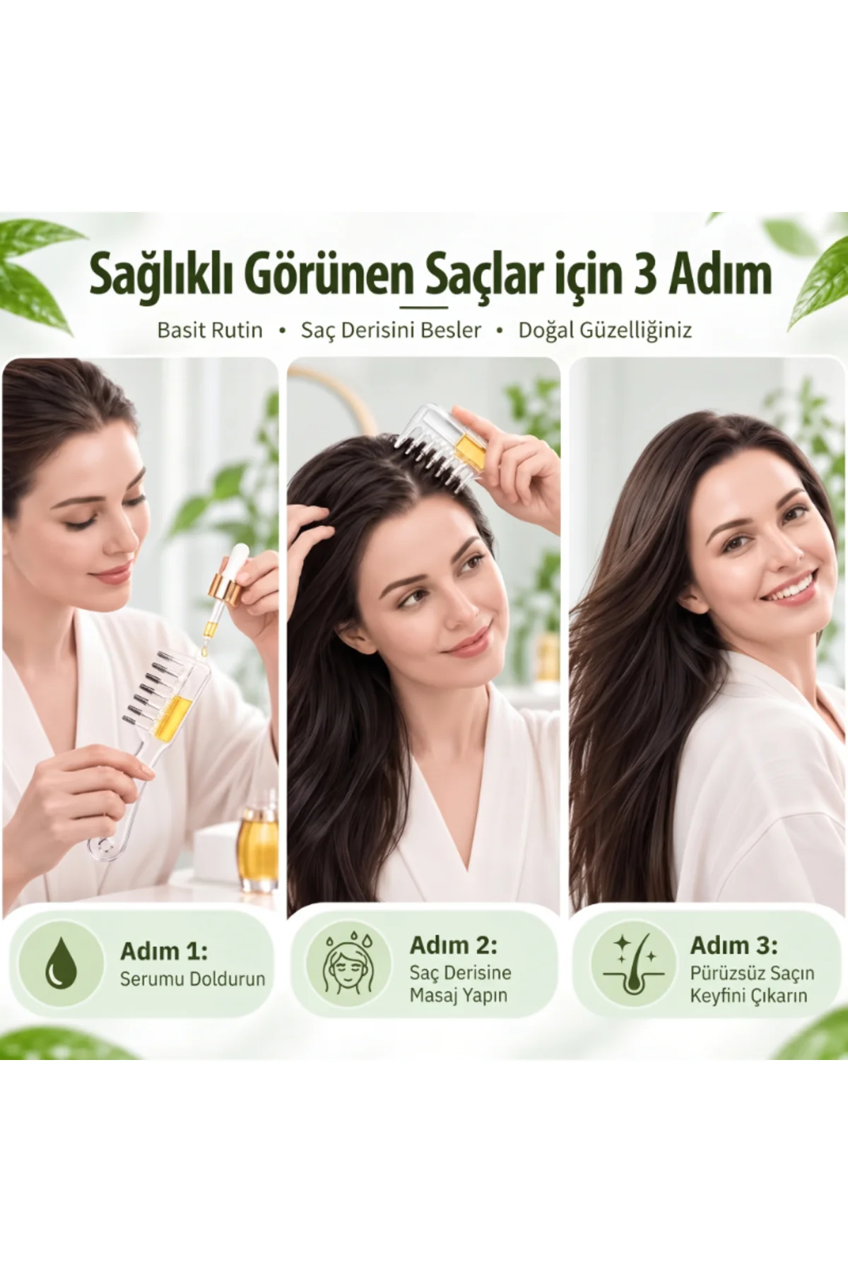 Saç Bakım Yağı Uygulama Tarağı - Serum Tarağı - Yeniden Doldurulabilir Hazne - Görsel 2