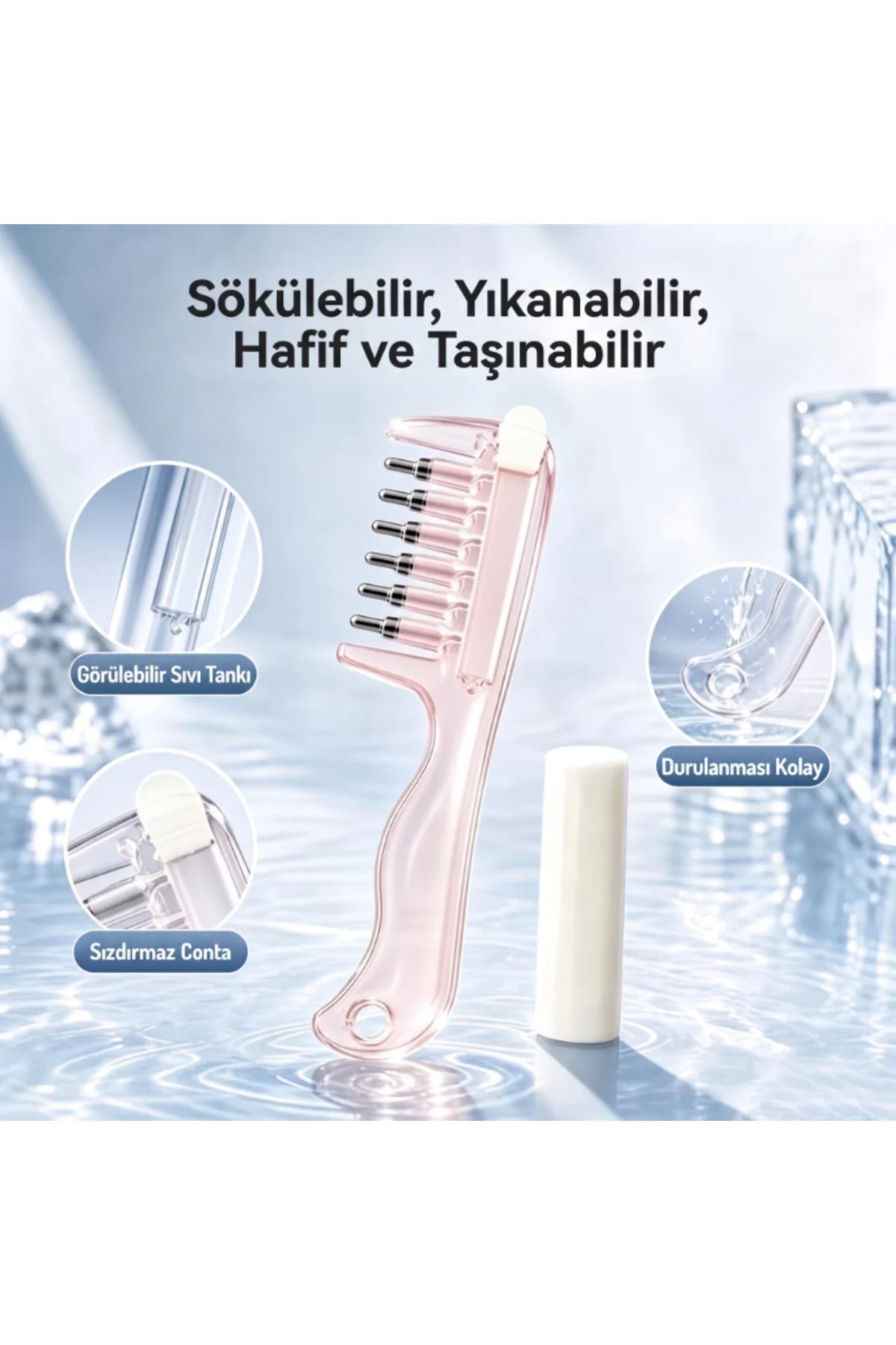 Saç Bakım Yağı Uygulama Tarağı - Serum Tarağı - Yeniden Doldurulabilir Hazne - Görsel 5