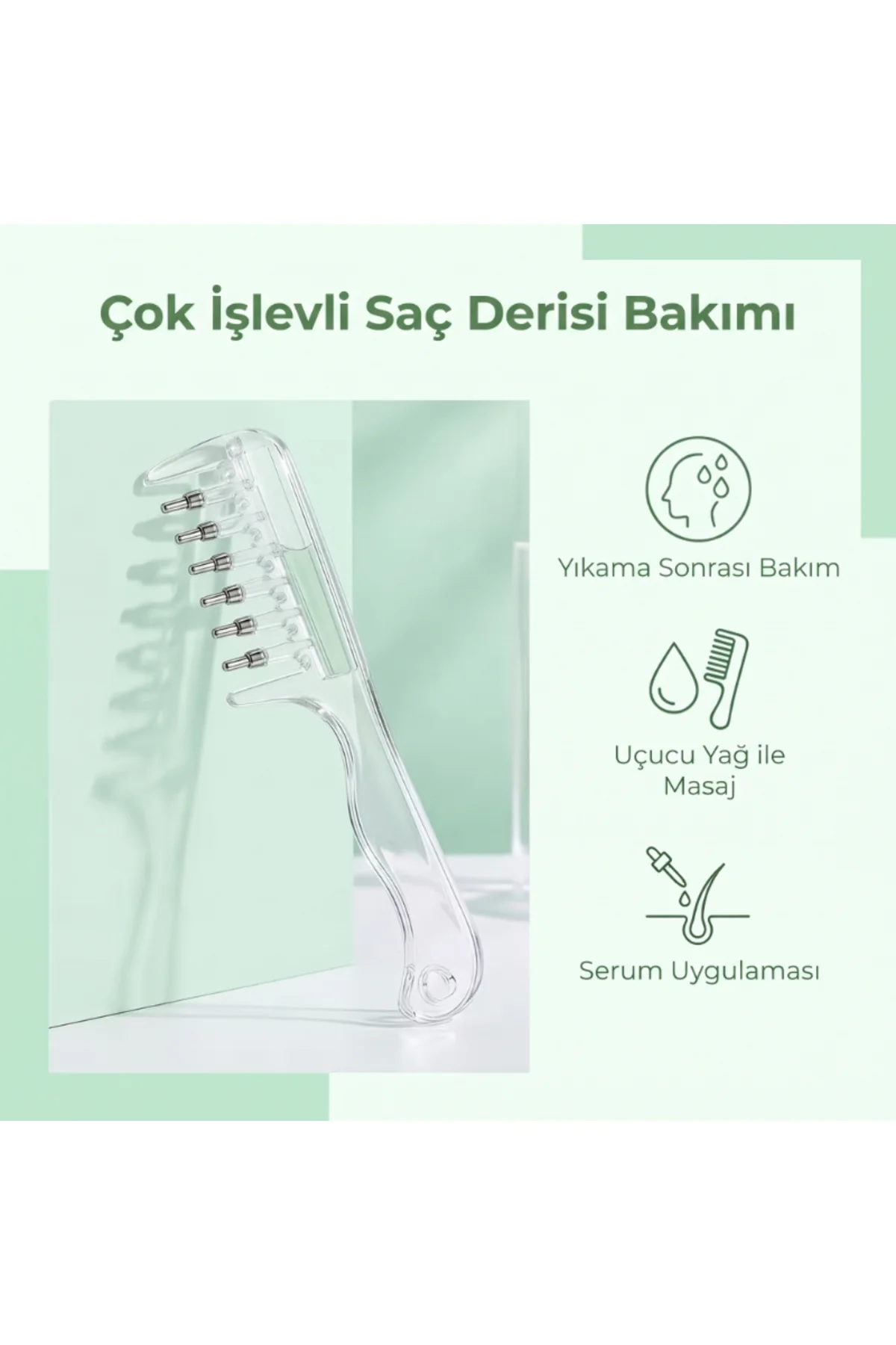 Saç Bakım Yağı Uygulama Tarağı - Serum Tarağı - Yeniden Doldurulabilir Hazne - Görsel 4