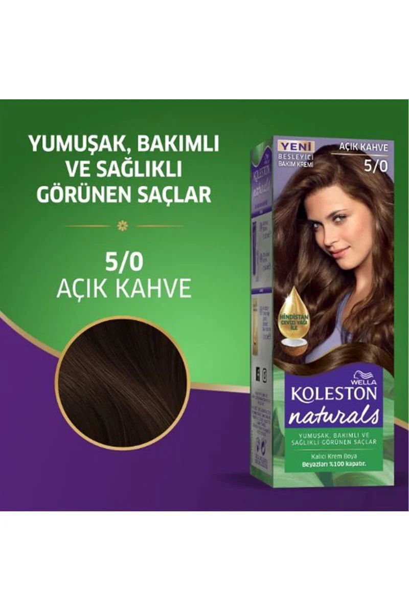 Saç Boyası Açık Kahve 5/0 2x Paket - Wella Koleston Naturals ile Uyumlu, 6 Haftaya Kadar Kalıcı, Yoğun Renk ve Beyaz Kapama Fiyatı, Yorumları ve Özellikleri