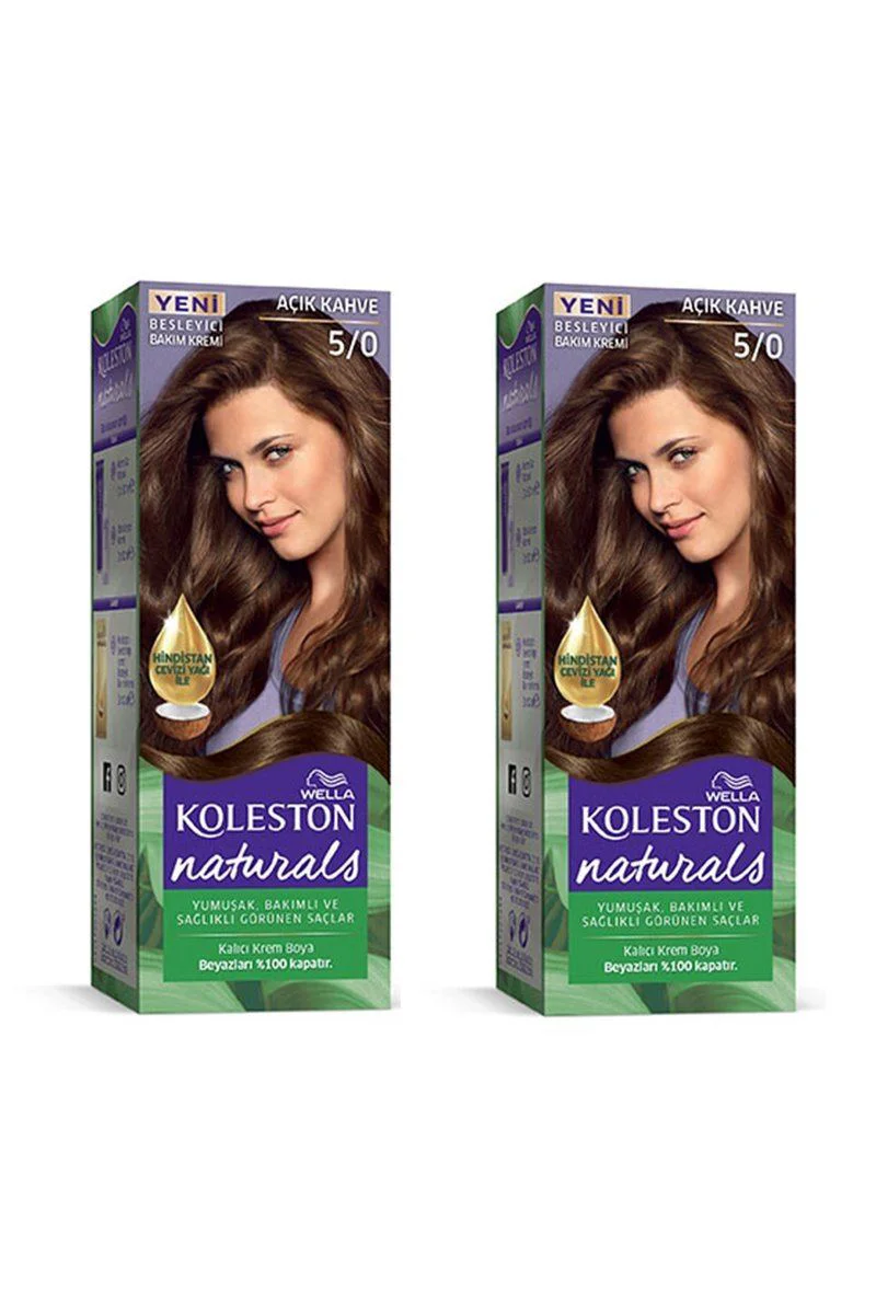 Saç Boyası Açık Kahve 5/0 2x Paket - Wella Koleston Naturals ile Uyumlu, 6 Haftaya Kadar Kalıcı, Yoğun Renk ve Beyaz Kapama Fiyatı, Yorumları ve Özellikleri