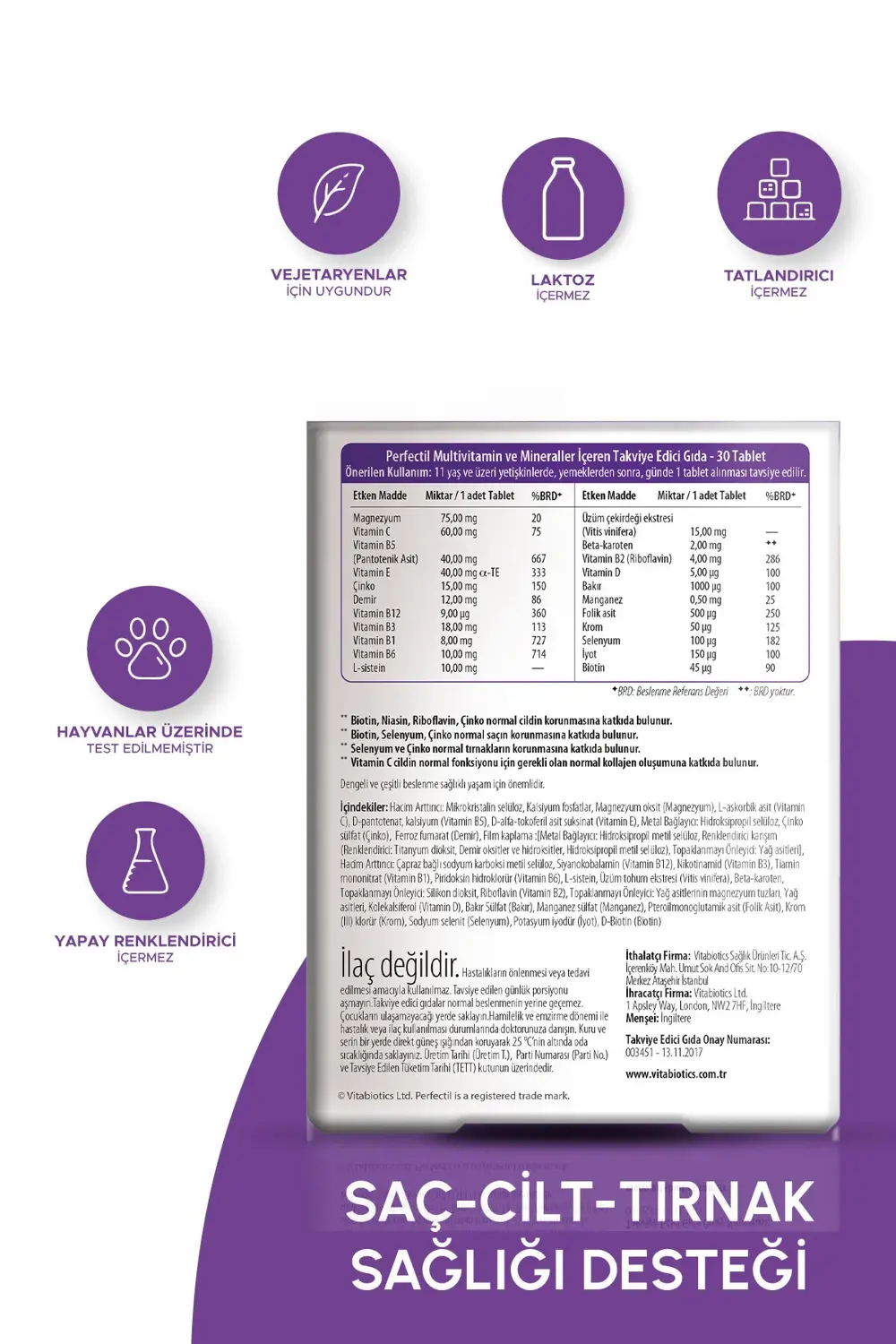 Saç Cilt Tırnak Sağlığı Vitamini, Biotin, Çinko,Selenyum,Demir,Ma