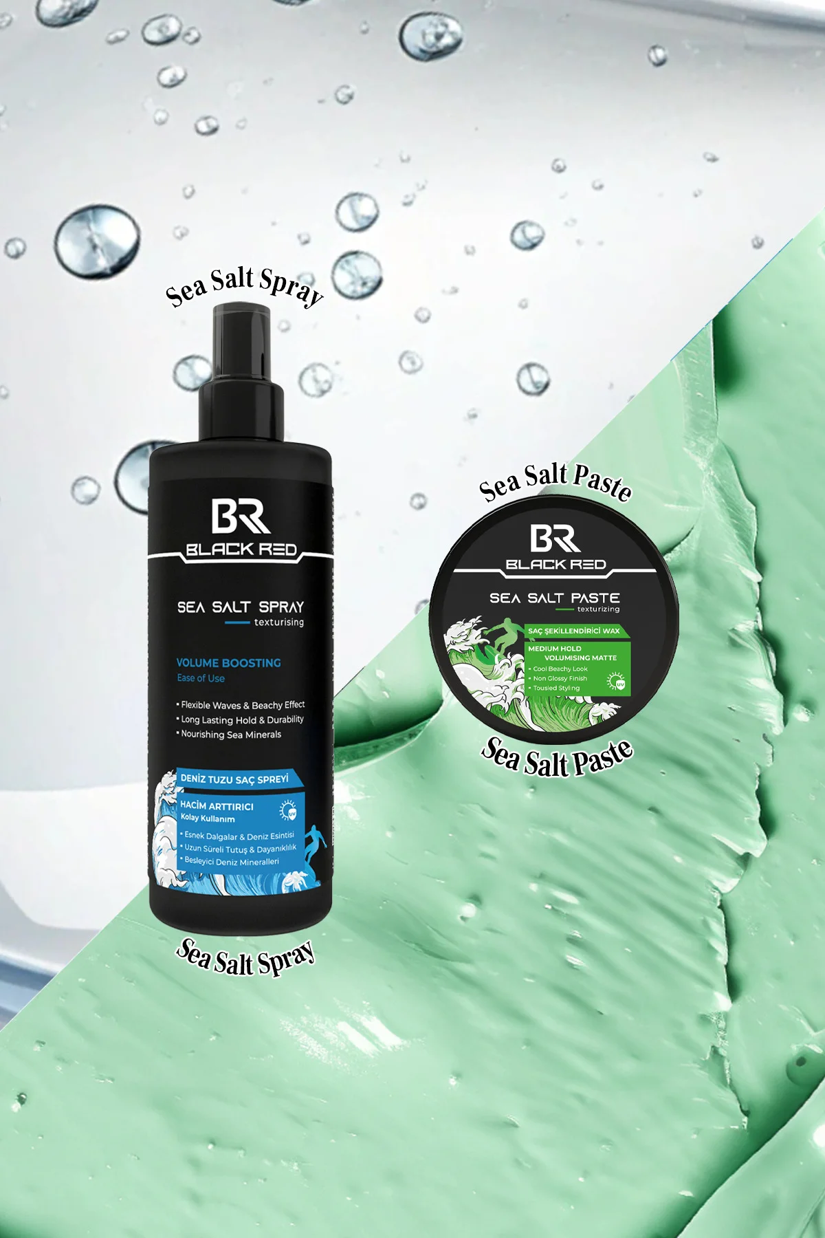 Saç Deniz Tuzu Spreyi - Sea Salt Spray & Wax Saç Şekillendirici Mat Wax Sea Salt Paste - 2'li Set Fiyatı, Yorumları ve Özellikleri