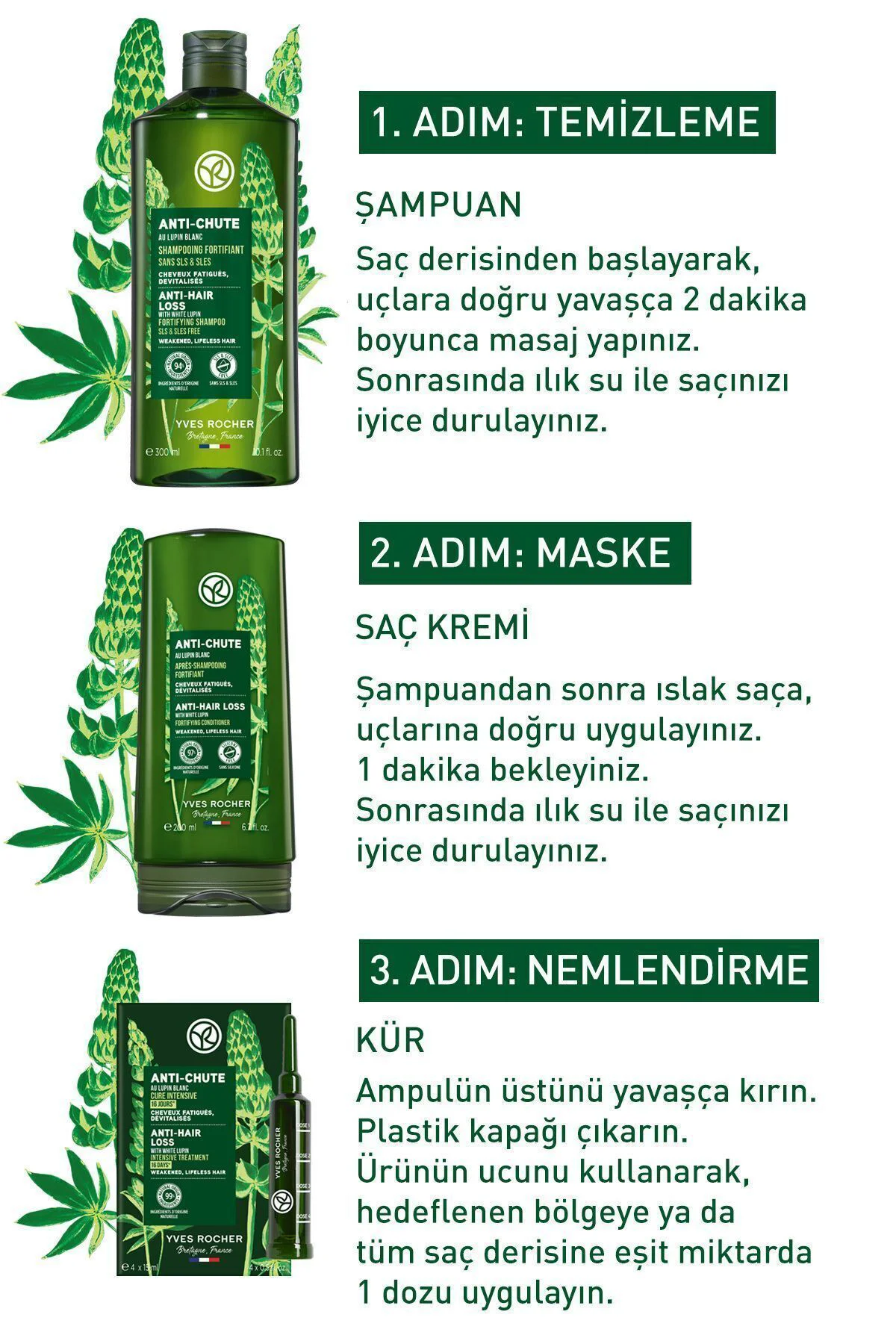 Saç Dökülmesine Karşı 3'lü Bakım Seti