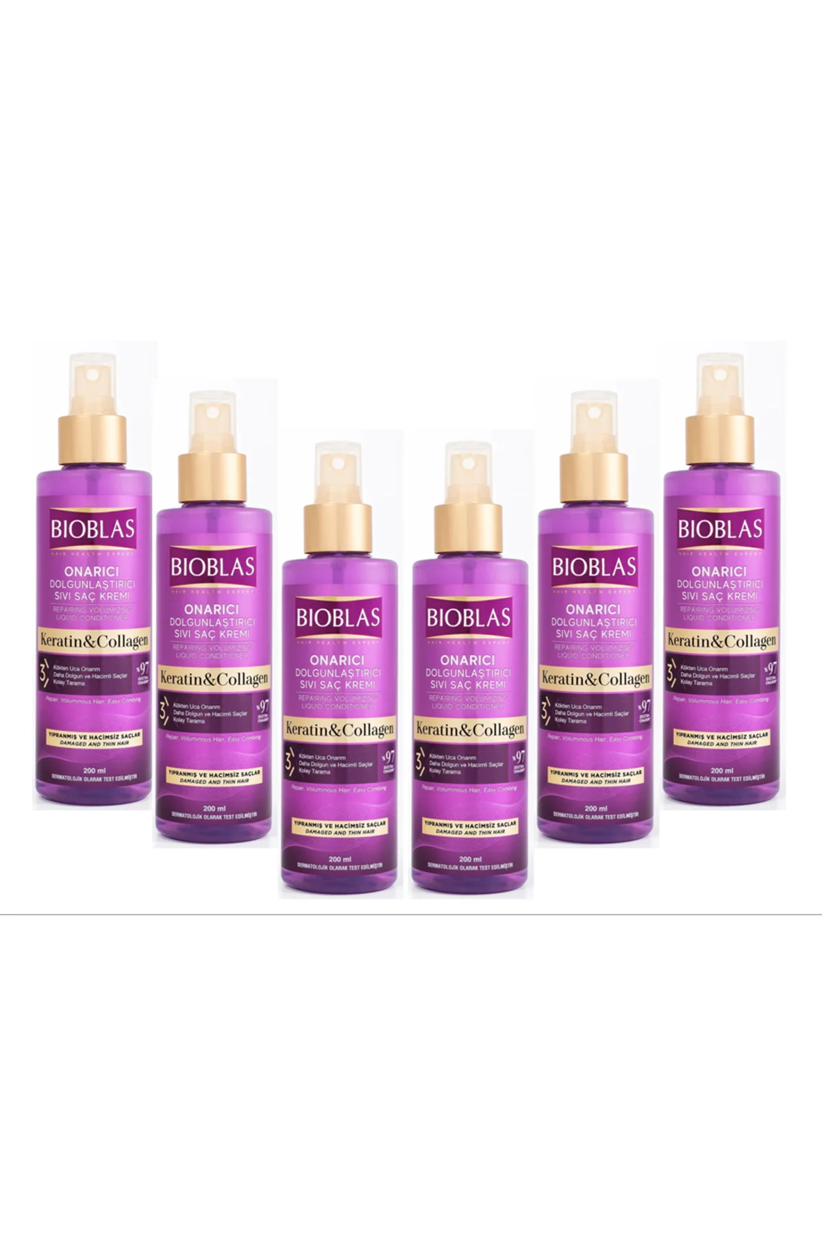 Saç Dökülmesine Karşı Collagen&Keratin Sıvı Saç Kremi 200 ml 6 adet