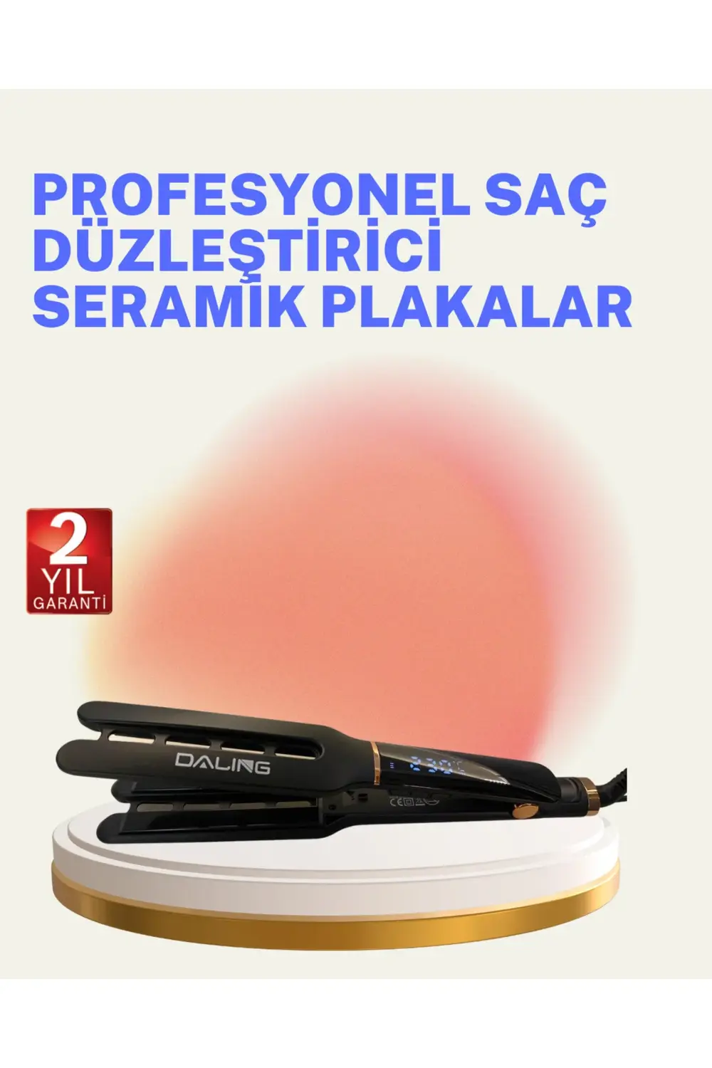 Saç Düzleştirici Seramik Plakalı 230C Hızlı Isınma 360° Kablo