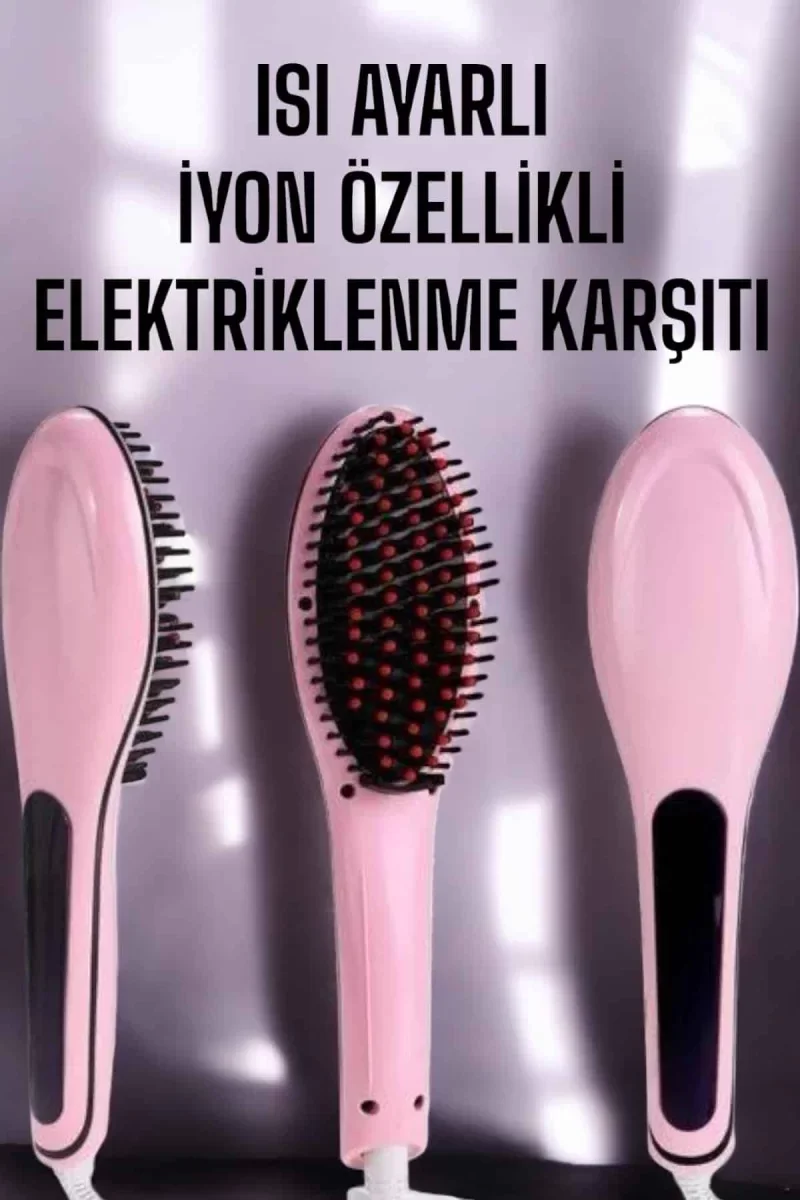 Saç Düzleştirici Tarak Isı Ayarlı Yıpranma Önleyici Düzleştirici Fön Tarak - Lisinya