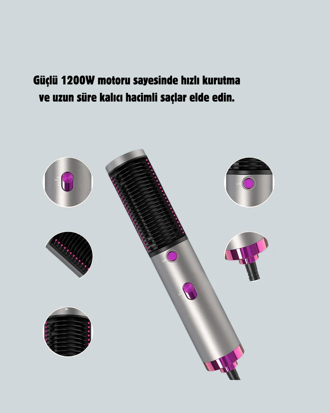 Saç Düzleştirme ve Hacimlendirme Fonksiyonlu Fırça