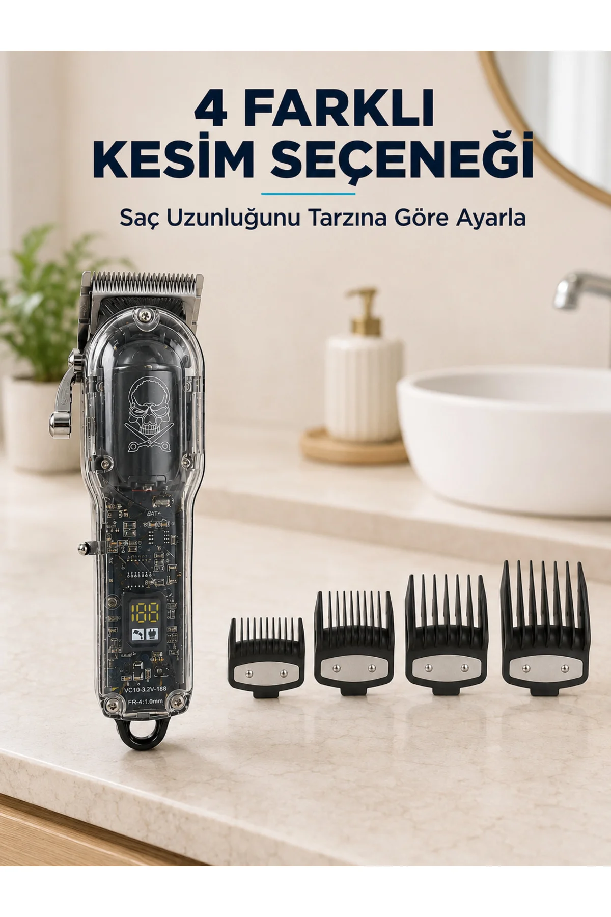 Saç Kesme Ve Tıraş Makinesi 4 Kılavuz Taraklı Ayarlanabilir Bıçaklı Lcd Ekranlı Şarj Edilebilir Prof Saç Kesme Ve Tıraş Makinesi 4 Kılavuz Taraklı Ayarlanabilir Bıçaklı Lcd Ekranlı Şarj Edilebilir Prof