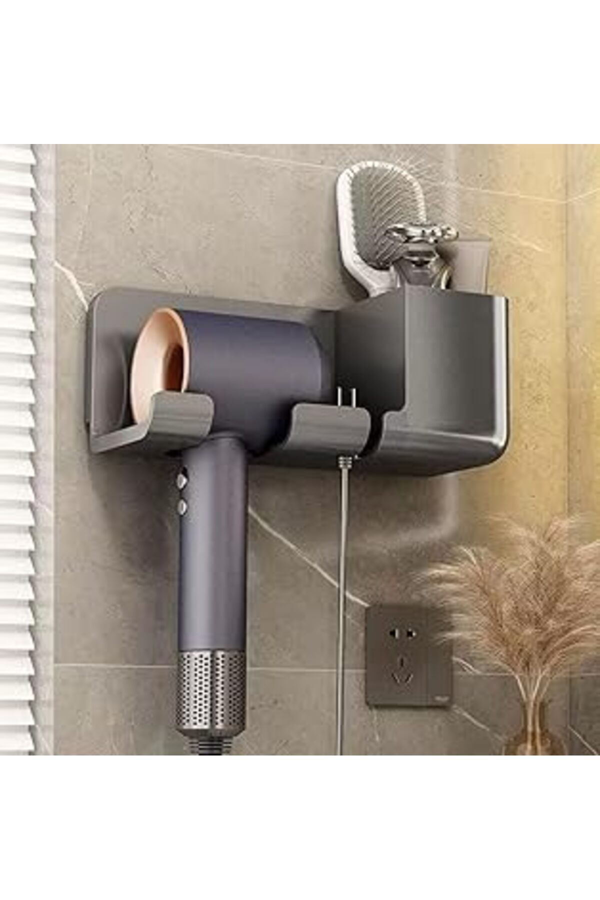 Yusuftex Saç Kurutma Makinesi Tutucu Banyo Organizeri: Duvara Monte Edileb