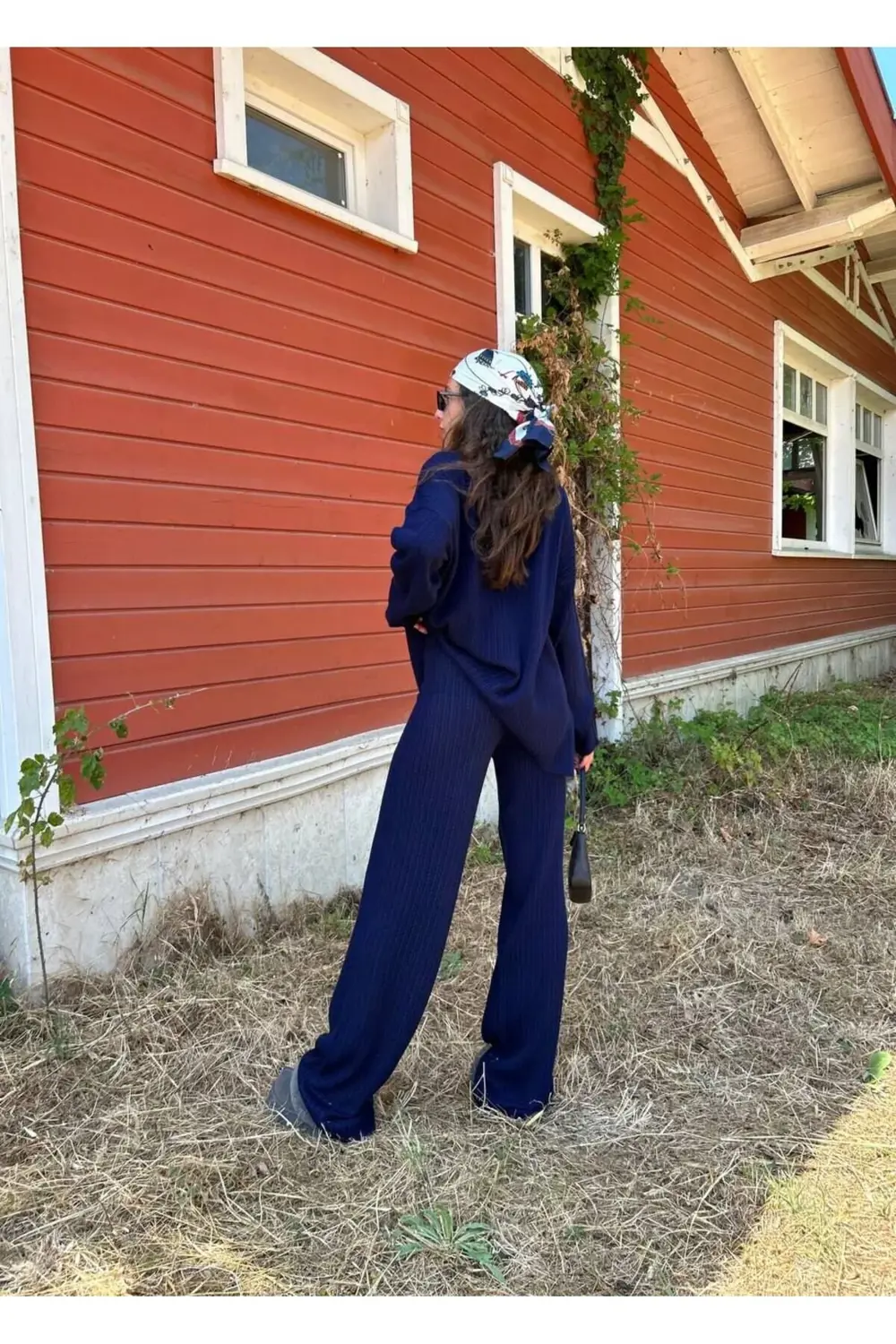 SAÇ ÖRGÜLÜ TESETTÜR  BİSİKLET YAKA KADIN TRİKO TAKIM