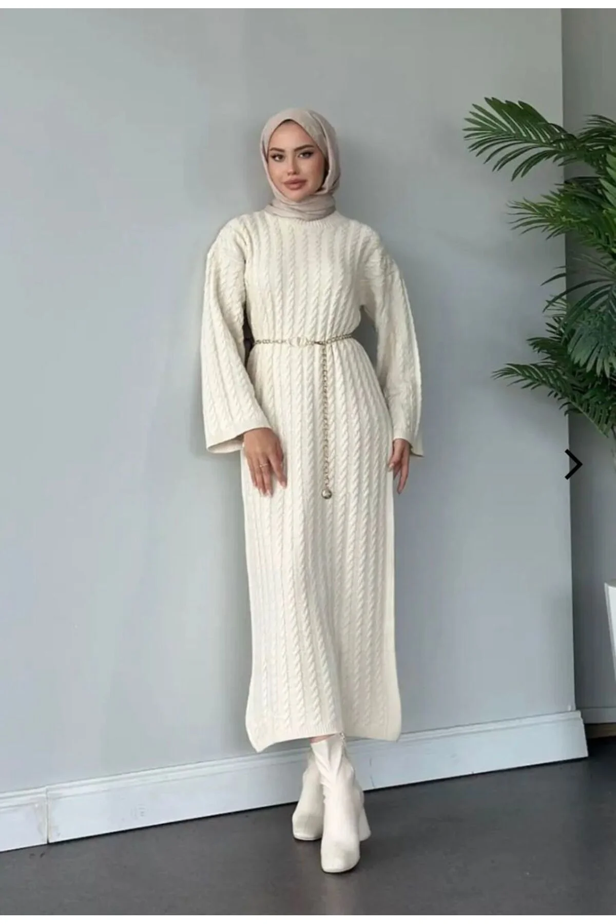 SAÇ ÖRGÜLÜ UZUN ELBİSE 130 cm