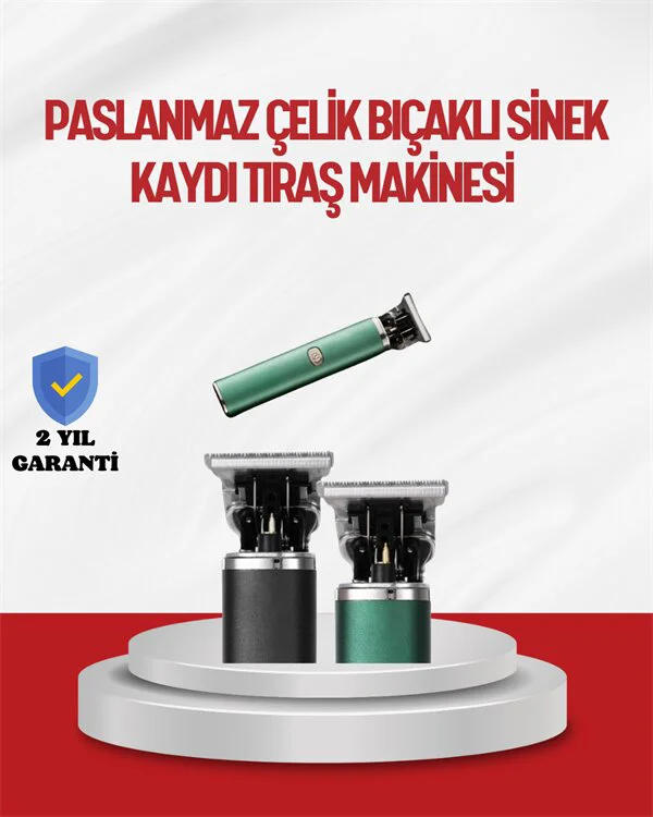Saç Sakal Ense Tıraş Makinesi Paslanmaz Çelik T-Bıçak - 180 Dakika Pil Süresi