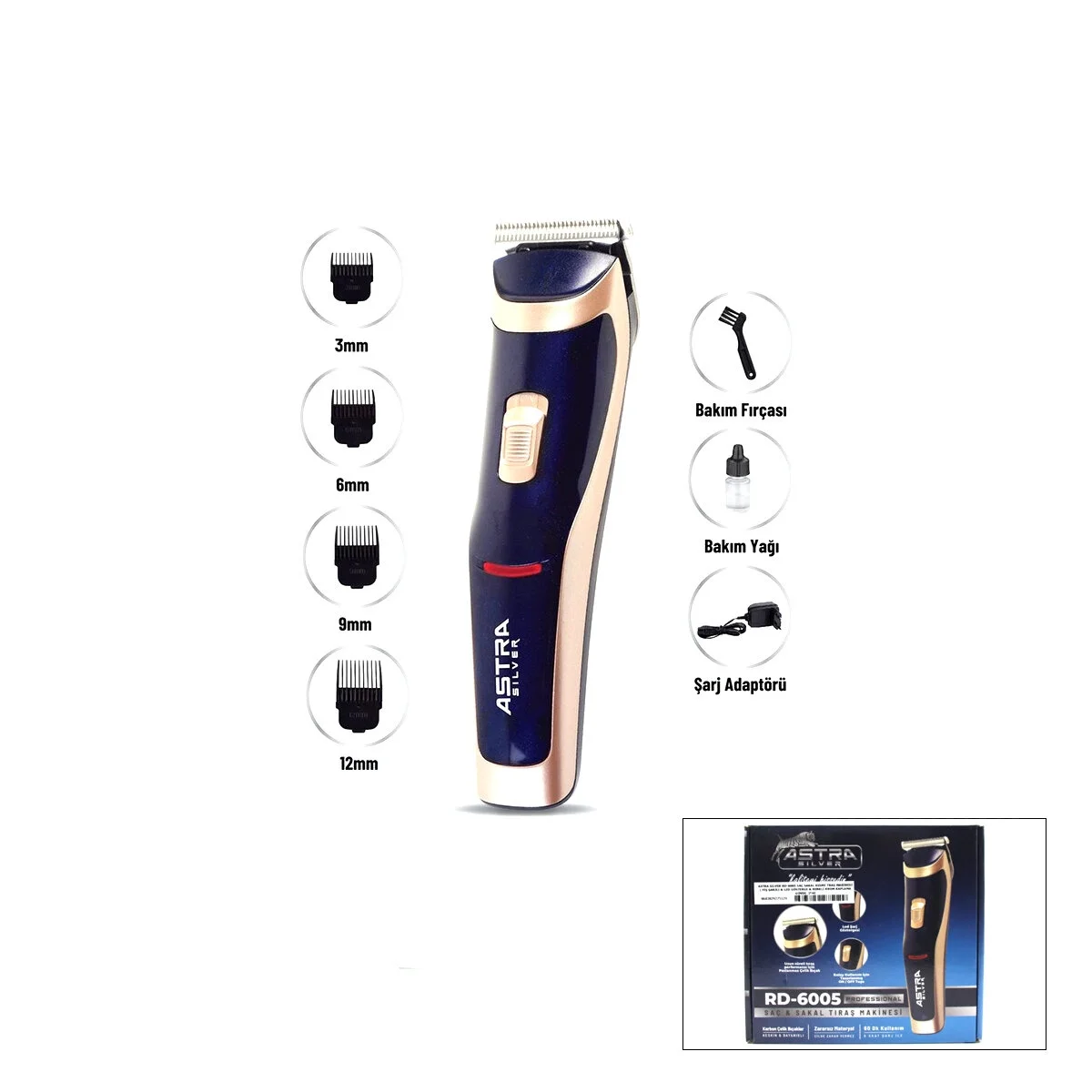 Saç Sakal Kesme Traş Makinesi Fiş Şarjlı - Led Gösterge - Renkli Krom Kaplama Gövde Rd-6005 Bx40 Saç Sakal Kesme Traş Makinesi Fiş Şarjlı - Led Gösterge - Renkli Krom Kaplama Gövde Rd-6005 Bx40