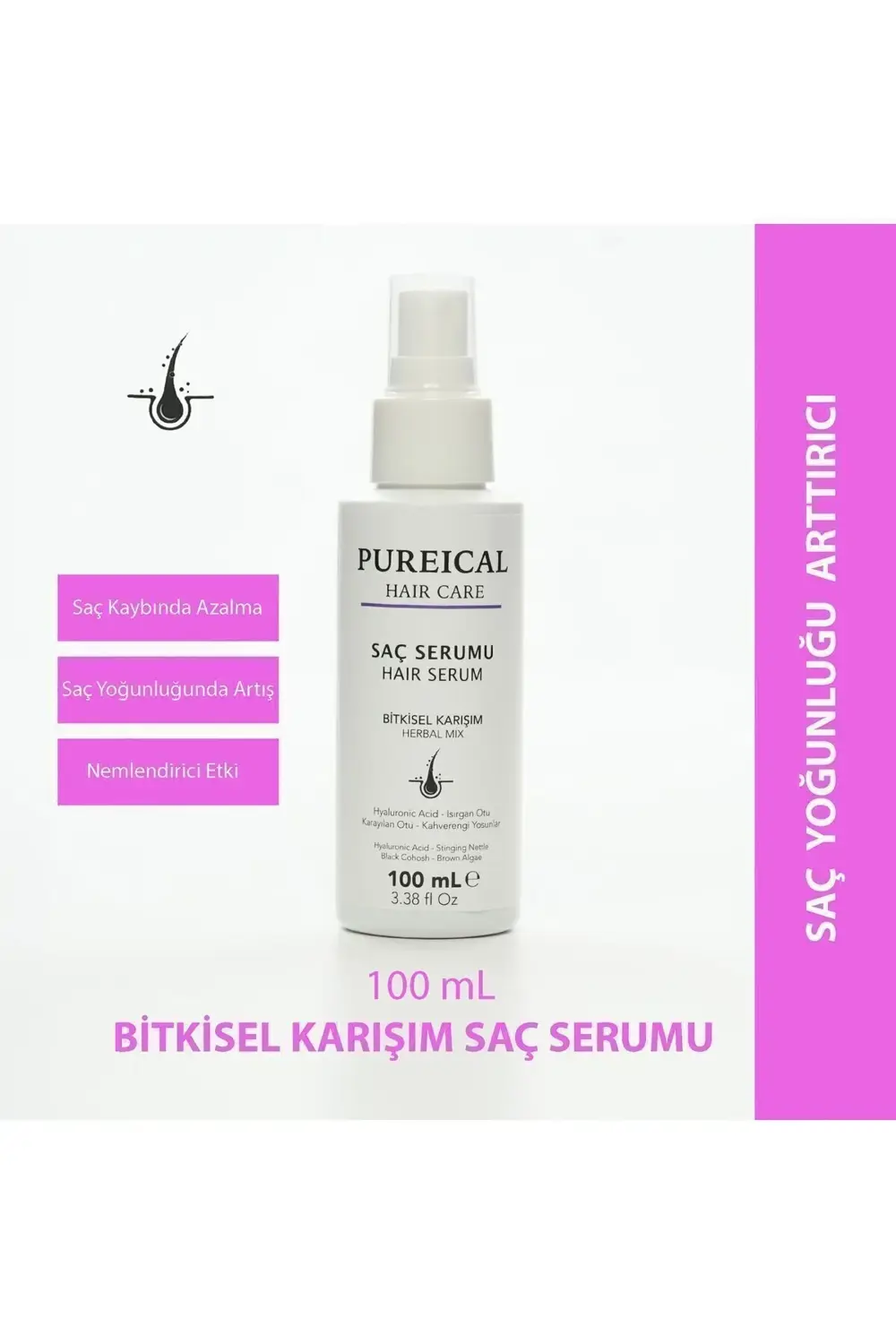 Pureical Saç Serumu, Bitkisel Kompleks, Saç Kaybını Önleyici, Saç Güçlendi