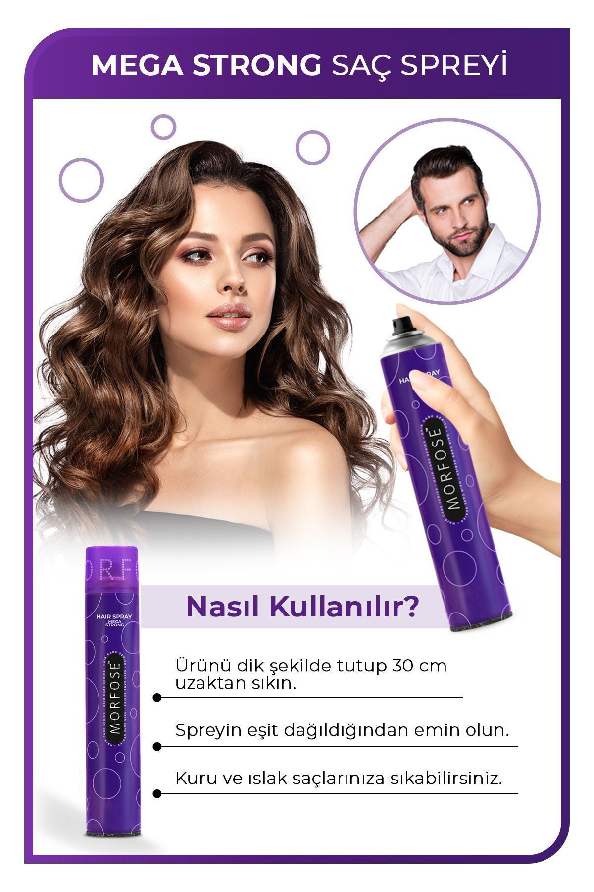 Morfose Saç Spreyi 400Ml Mega Strong Mor