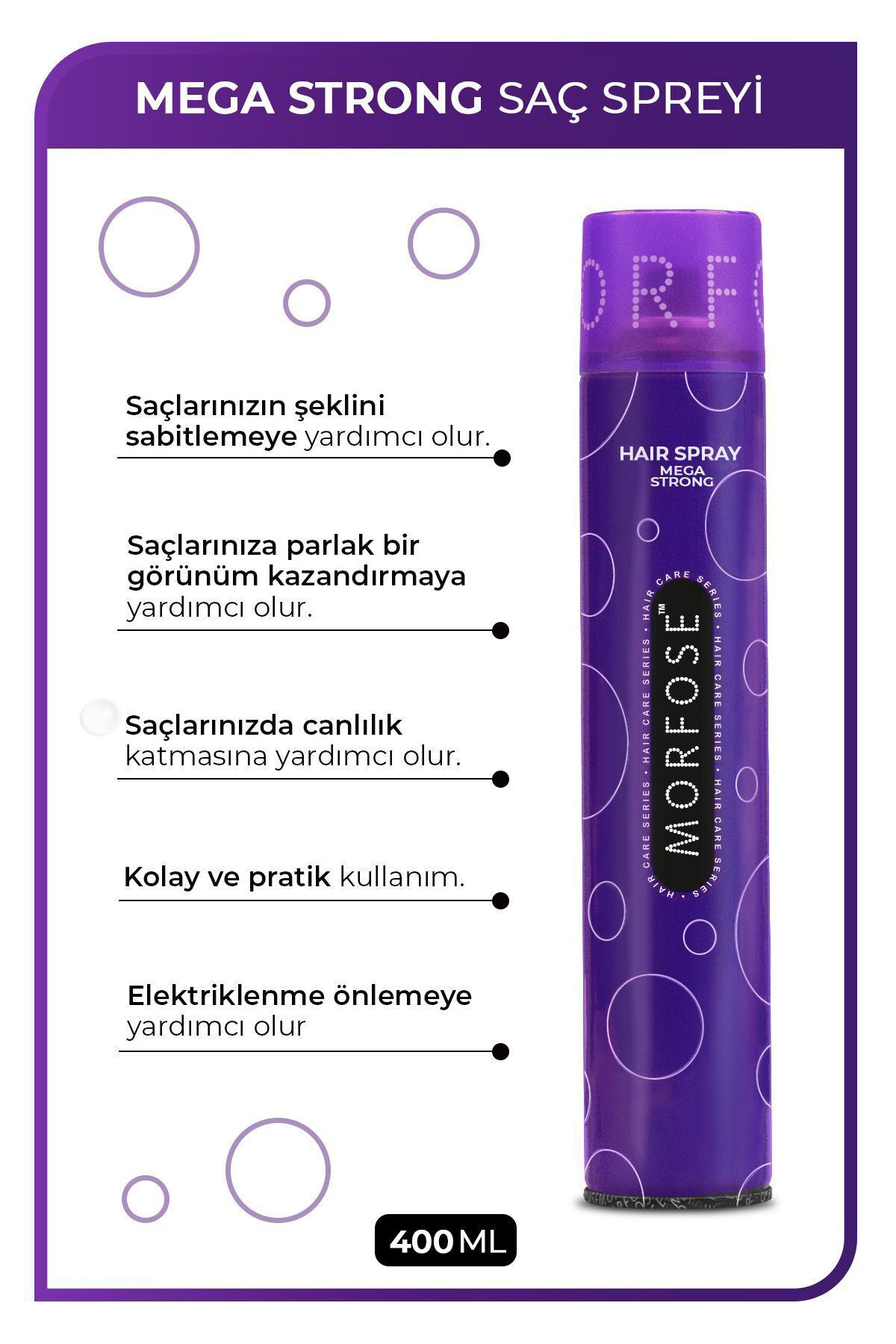 Morfose Saç Spreyi 400Ml Mega Strong Mor