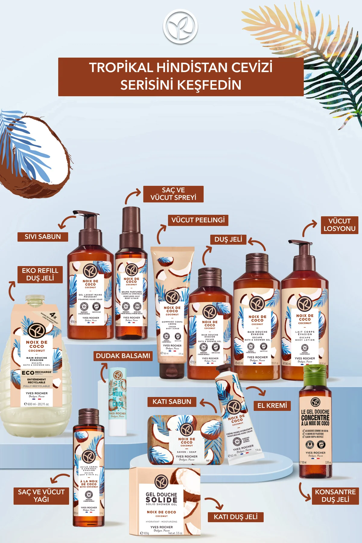 Saç ve Vücut Spreyi- Tropikal Hindistan Cevizi - Vegan-100ml