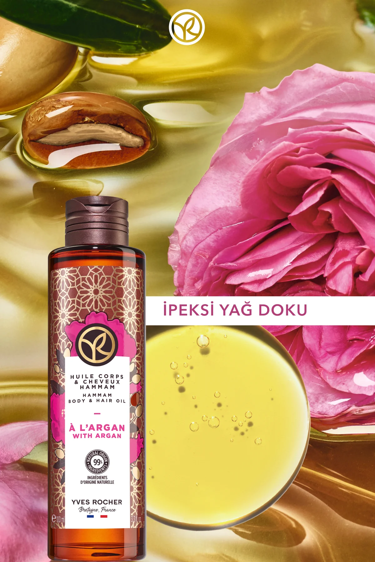 Saç ve Vücut Yağı - Nemlendirici Besleyici Oryantal Argan Gül - V
