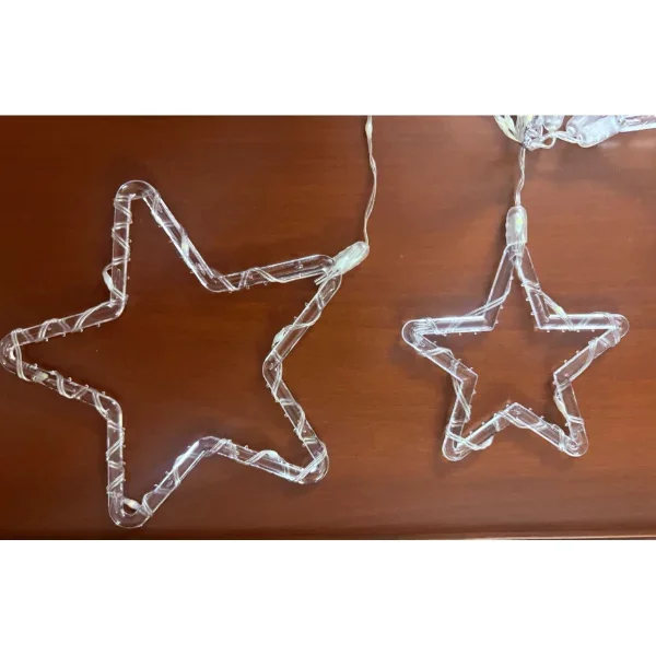 Saçaklı LED Aydınlatmalı Yıldız Perde Bahçe Dekorasyon Ürünü