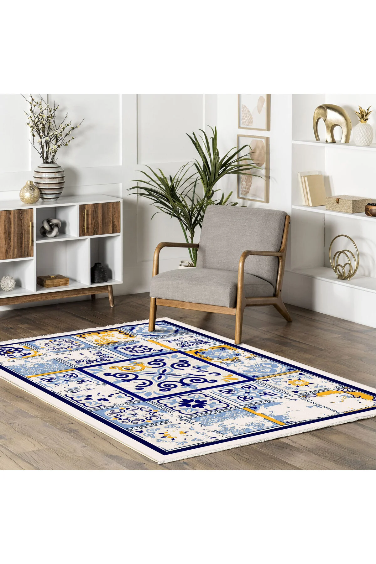 Saçaklı şönil pamuk dekoratif halı kilim