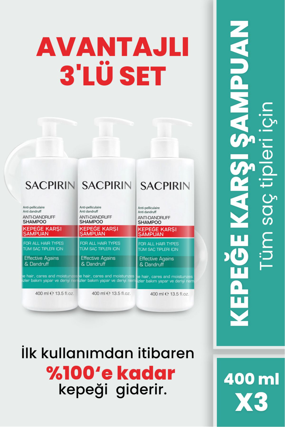 Saçpirin Sacpirin Kepek Karşıtı Şampuan * 3