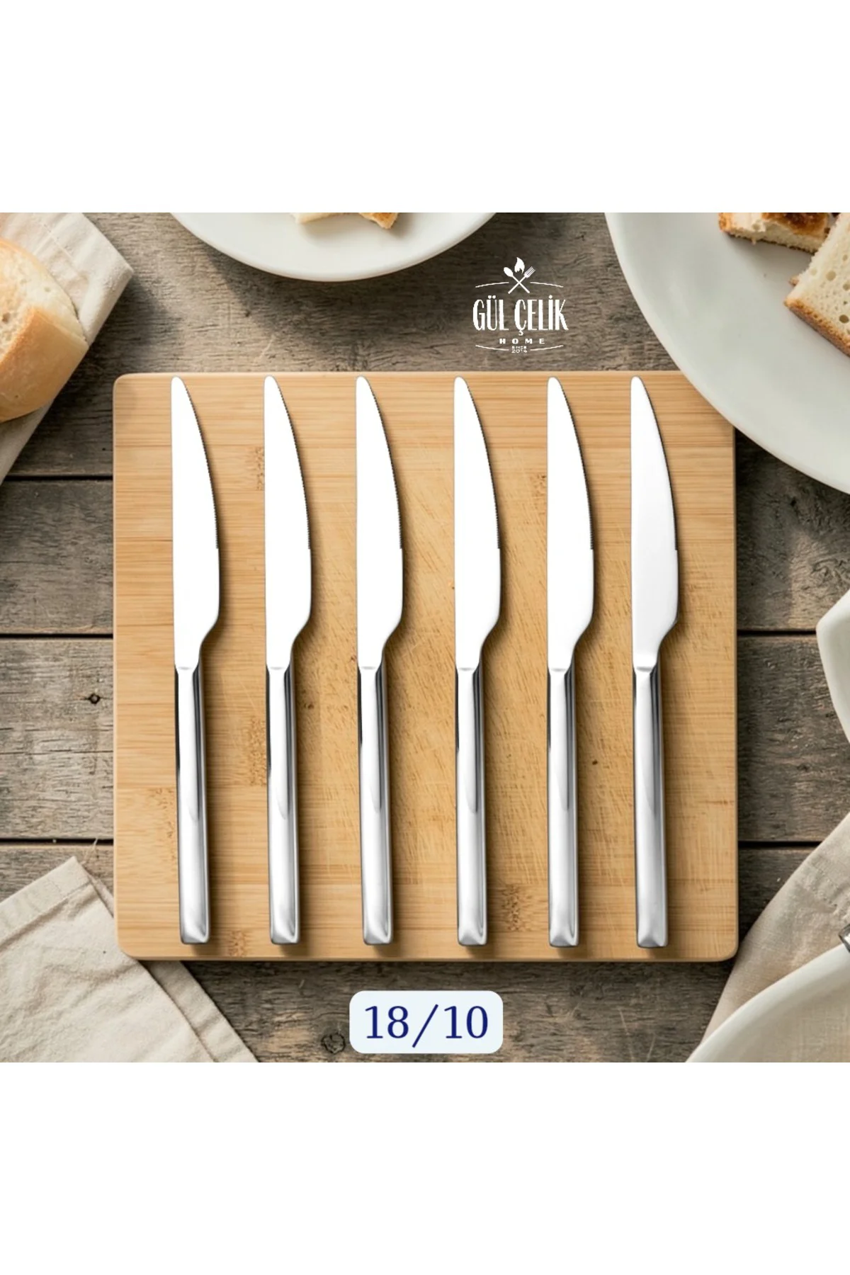 Sade 6'li Yemek Bıçak Takımı 18/10 Kalite