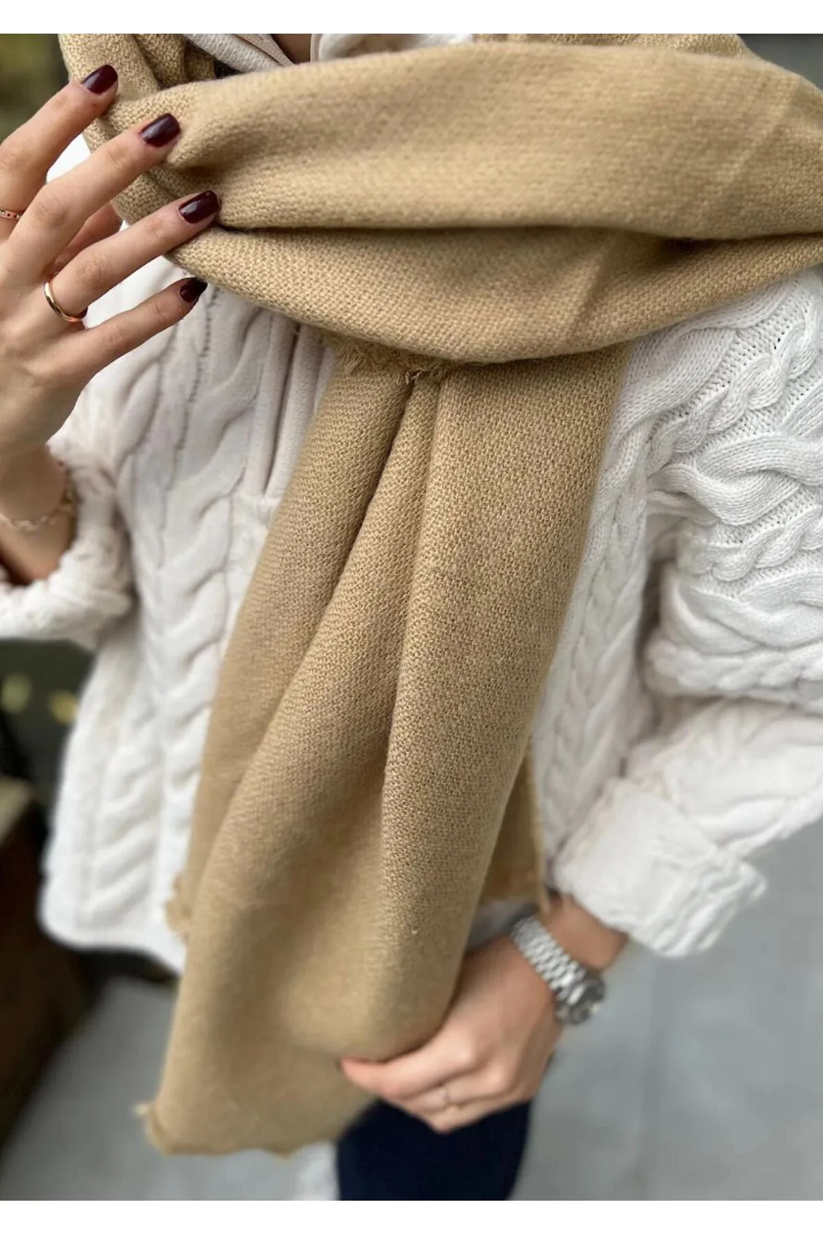 Sade Kalın Yumuşak Atkı