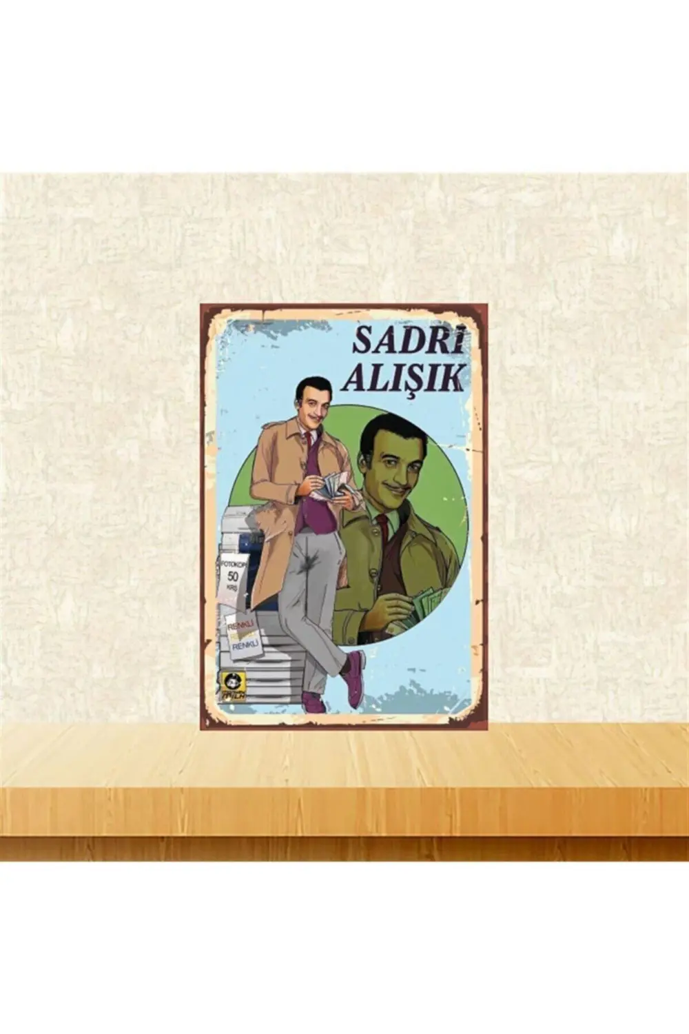 Sadri Alışık 20-30 Cm Retro Ahşap Tablo Tkfx4905
