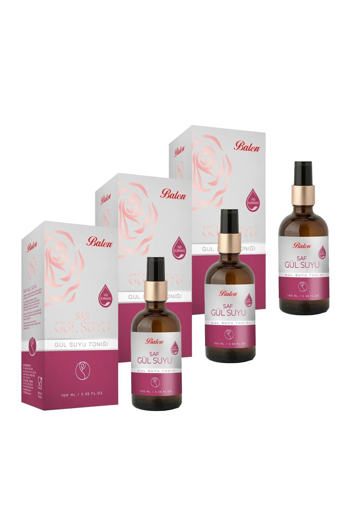 Saf Gül Suyu 100 ml X 3 Adet
