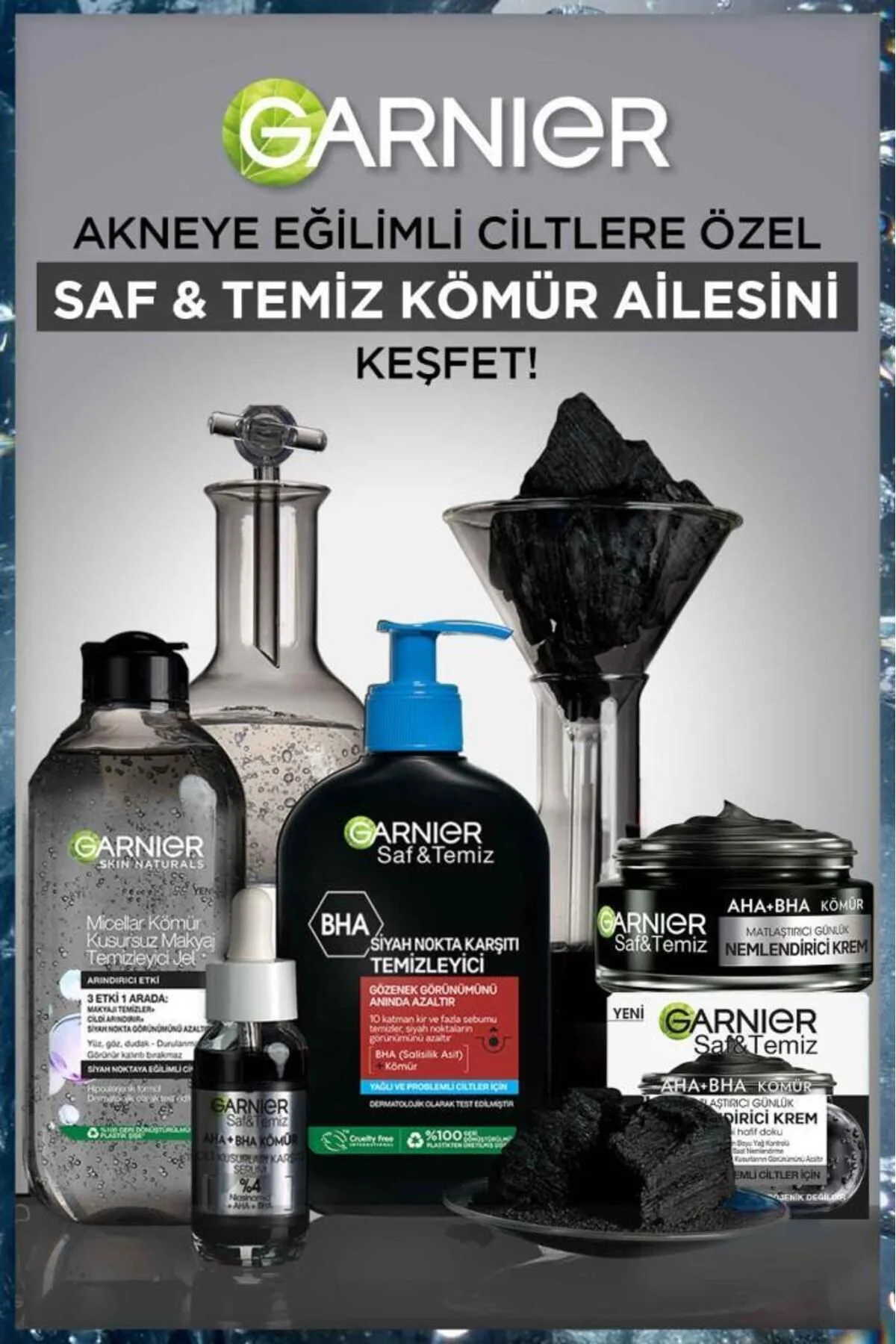 Saf Ve Temiz Kömür Matlaştırıcı Nemlendirici Krem 50ml & Aha Bha Cilt Kusurları Karşıtı Serum 30ml