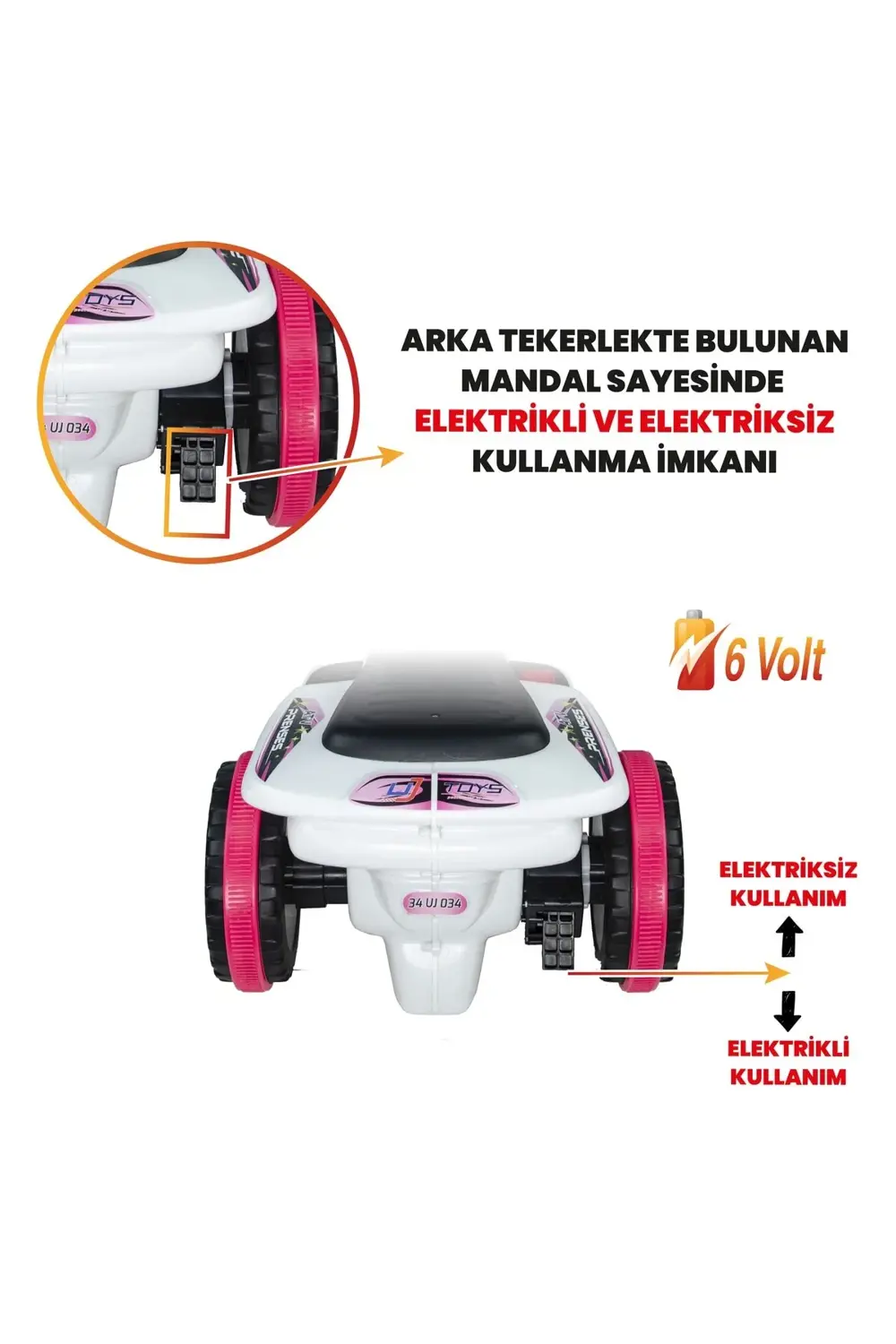 Safari Beyaz Prenses Müzikli ve Led Işıklı Akülü Bingit Atv 6V