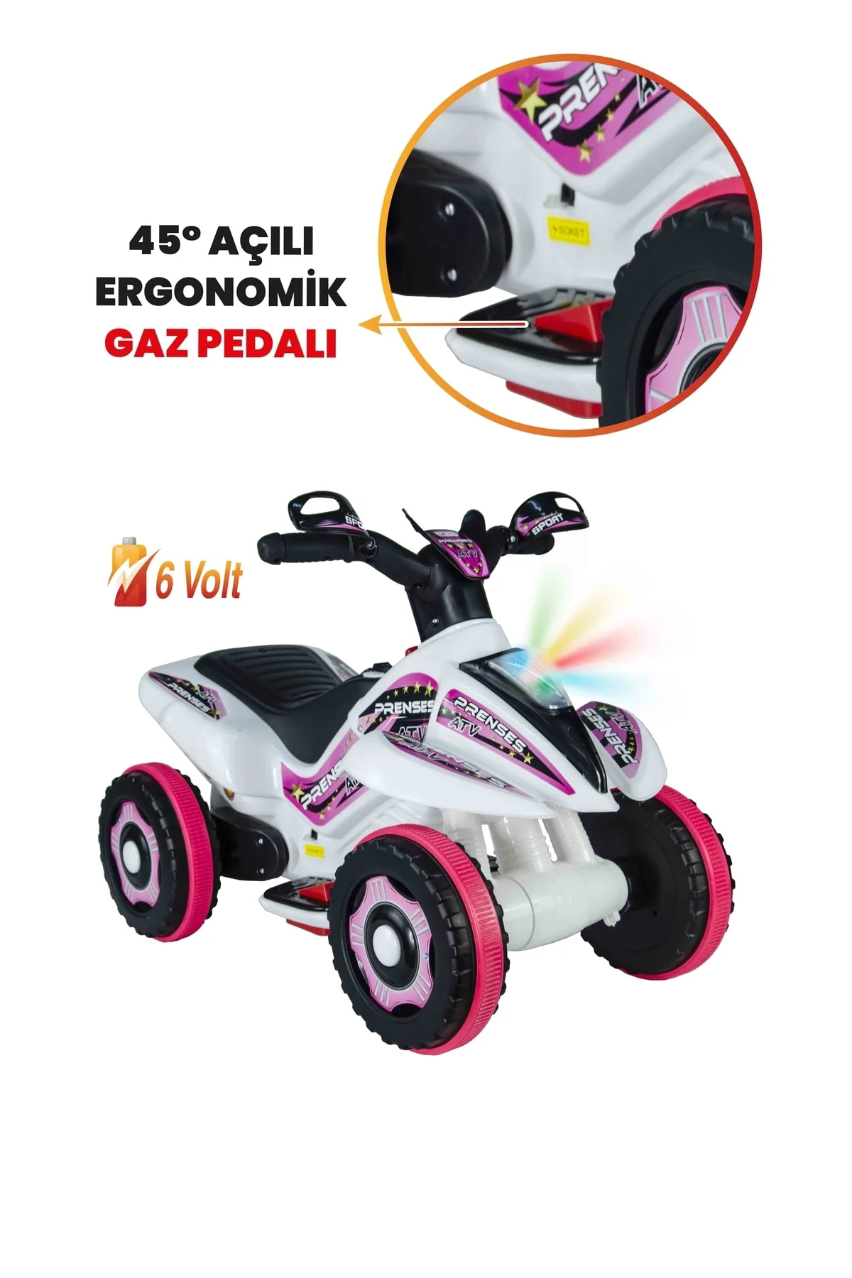 Rnger Beyaz Prenses Müzikli ve Led Işıklı Akülü Bingit Atv 6V