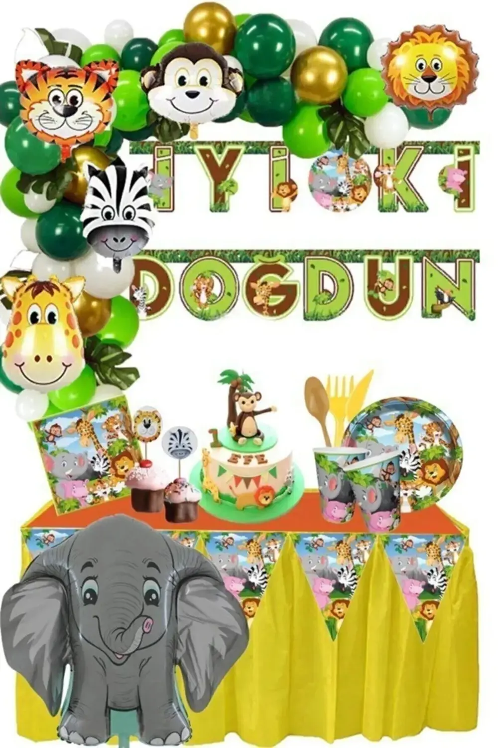 Parti Kırtasiye Safari Doğum Günü Seti (16 Kişilk)